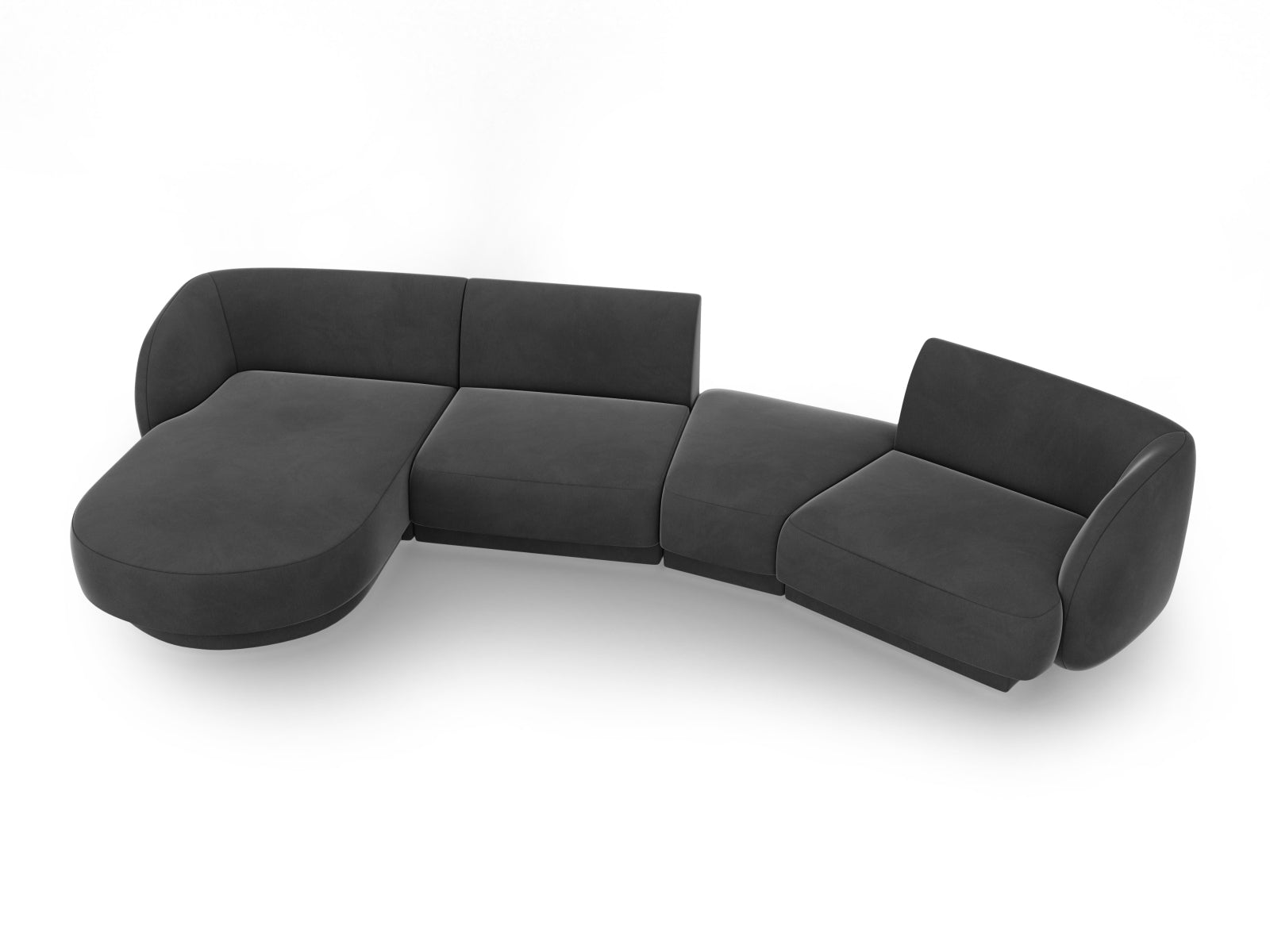 Miley Velour modulares Sofa links 4 Sitzer in Grey präsentiert im Onlineshop von KAQTU Design AG. L-Sofa links ist von Micadoni
