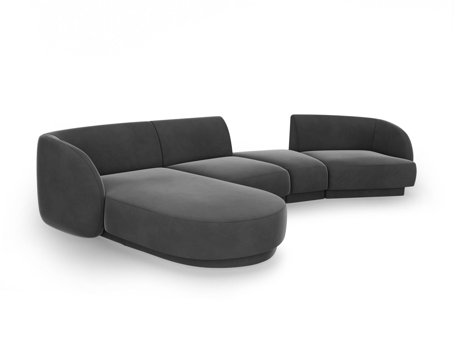 Miley Velour modulares Sofa links 4 Sitzer in Grey präsentiert im Onlineshop von KAQTU Design AG. L-Sofa links ist von Micadoni