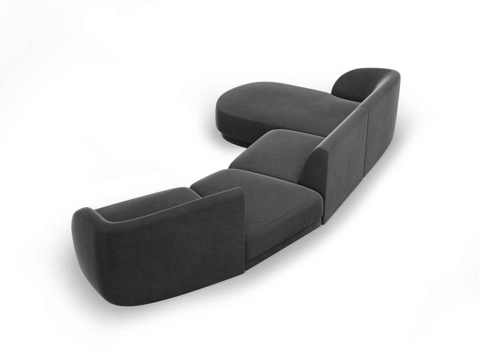 Miley Velour modulares Sofa links 4 Sitzer in Grey präsentiert im Onlineshop von KAQTU Design AG. L-Sofa links ist von Micadoni