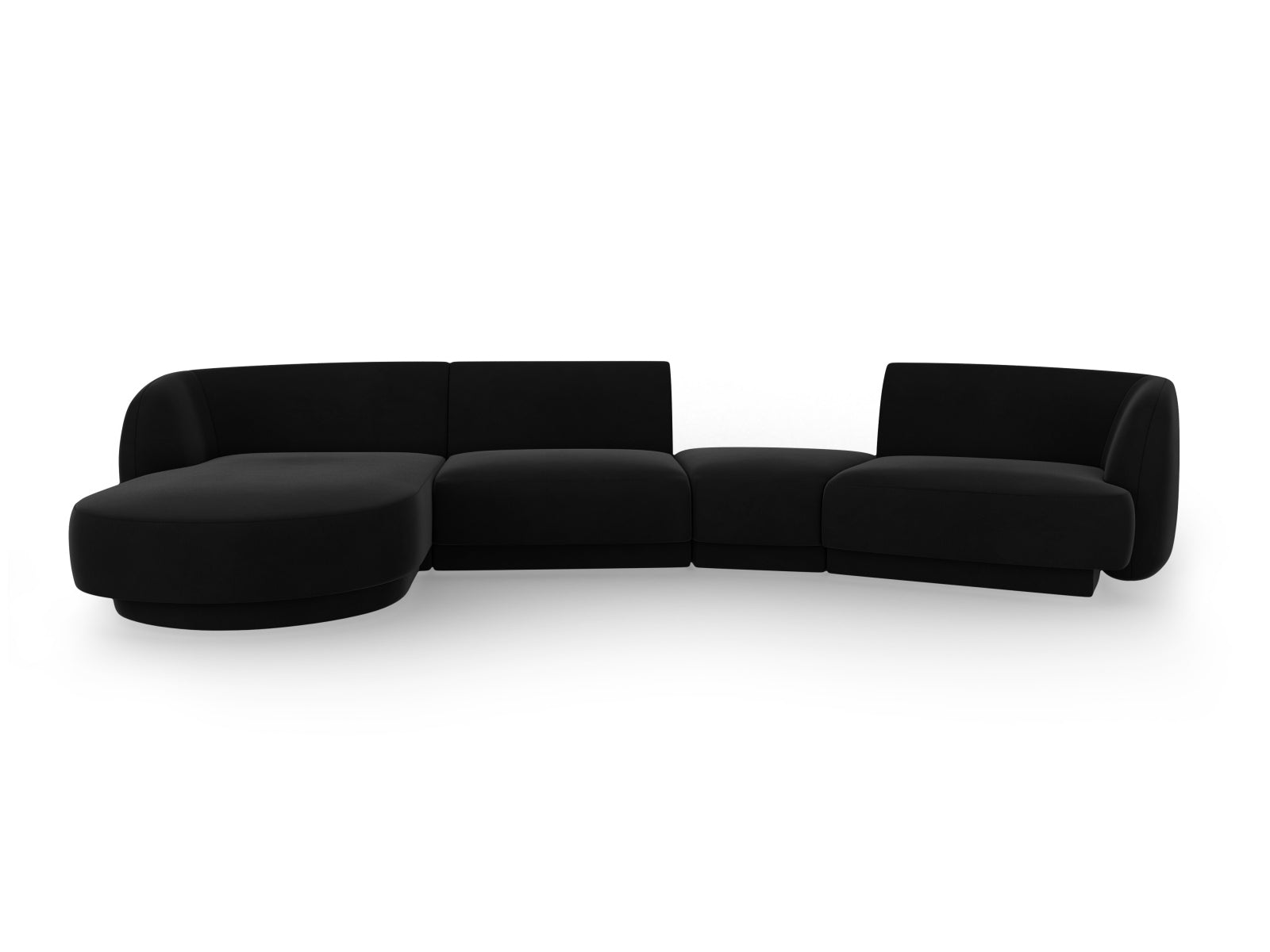 Miley Velour modulares Sofa links 4 Sitzer in Black präsentiert im Onlineshop von KAQTU Design AG. L-Sofa links ist von Micadoni