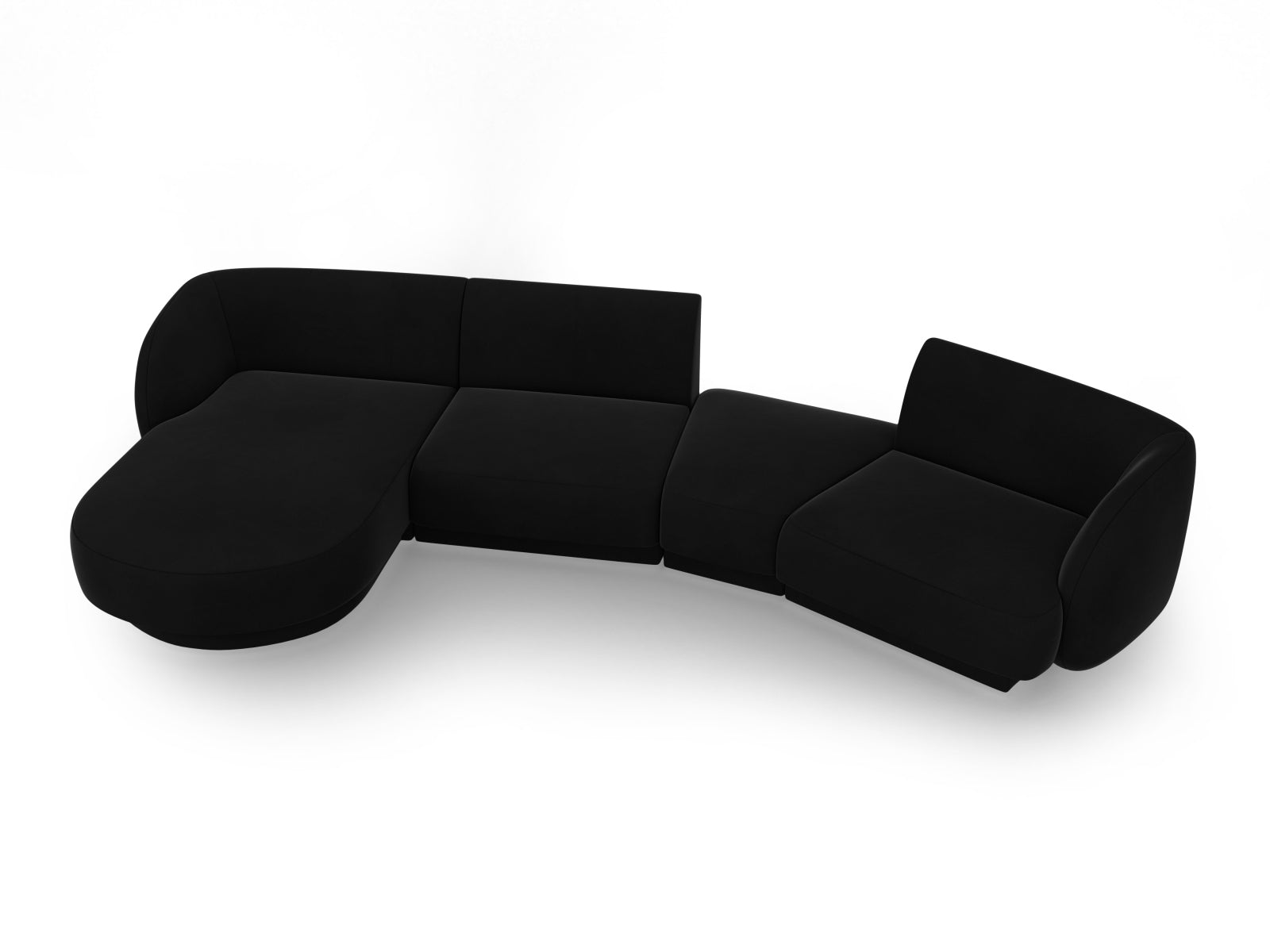 Miley Velour modulares Sofa links 4 Sitzer in Black präsentiert im Onlineshop von KAQTU Design AG. L-Sofa links ist von Micadoni