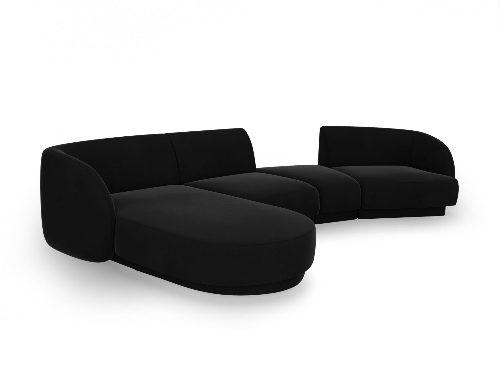 Miley Velour modulares Sofa links 4 Sitzer in Black präsentiert im Onlineshop von KAQTU Design AG. L-Sofa links ist von Micadoni