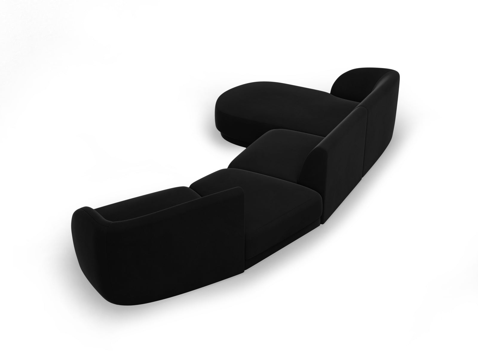 Miley Velour modulares Sofa links 4 Sitzer in Black präsentiert im Onlineshop von KAQTU Design AG. L-Sofa links ist von Micadoni