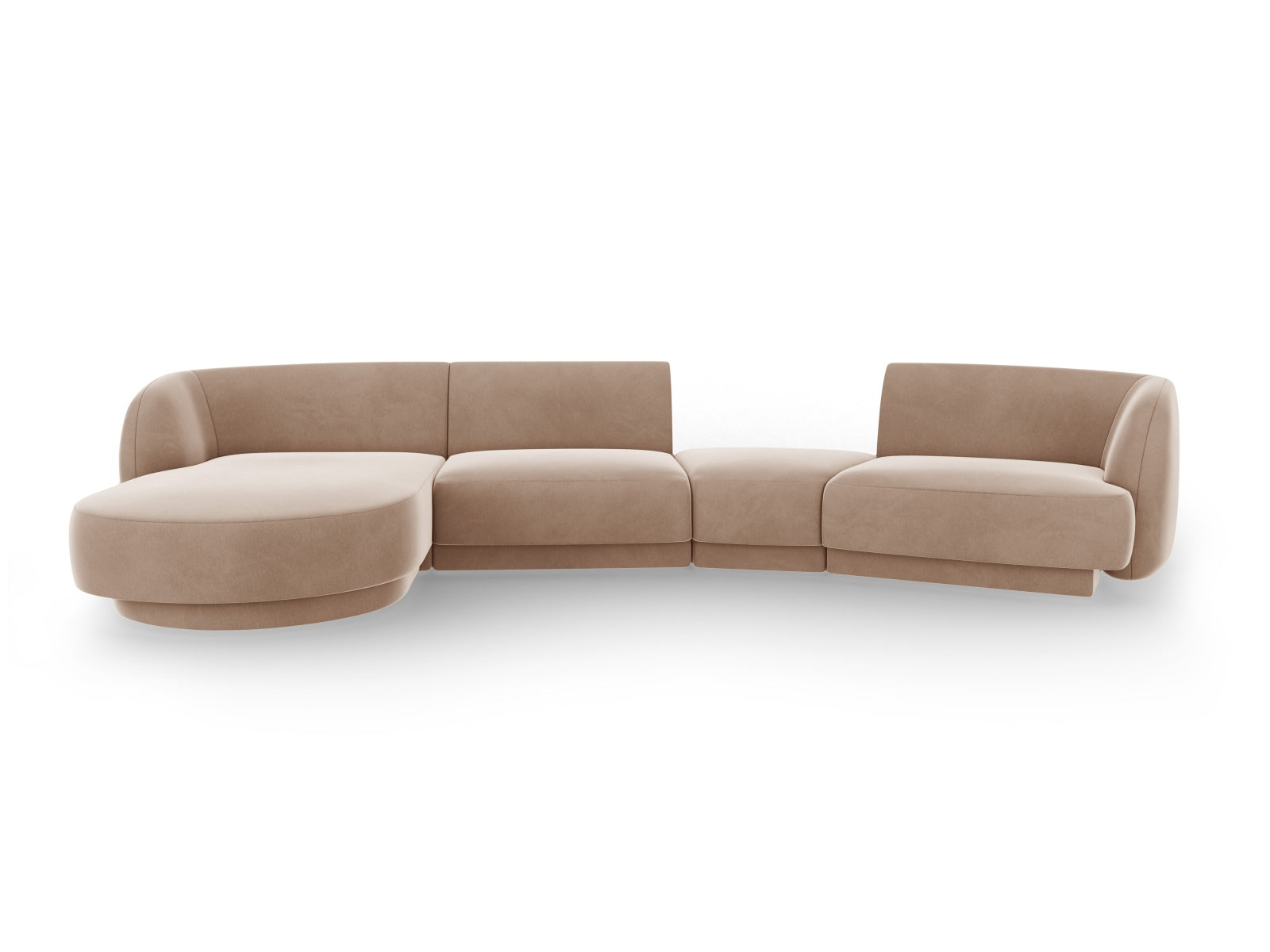Miley Velour modulares Sofa links 4 Sitzer in Cappuccino präsentiert im Onlineshop von KAQTU Design AG. L-Sofa links ist von Micadoni