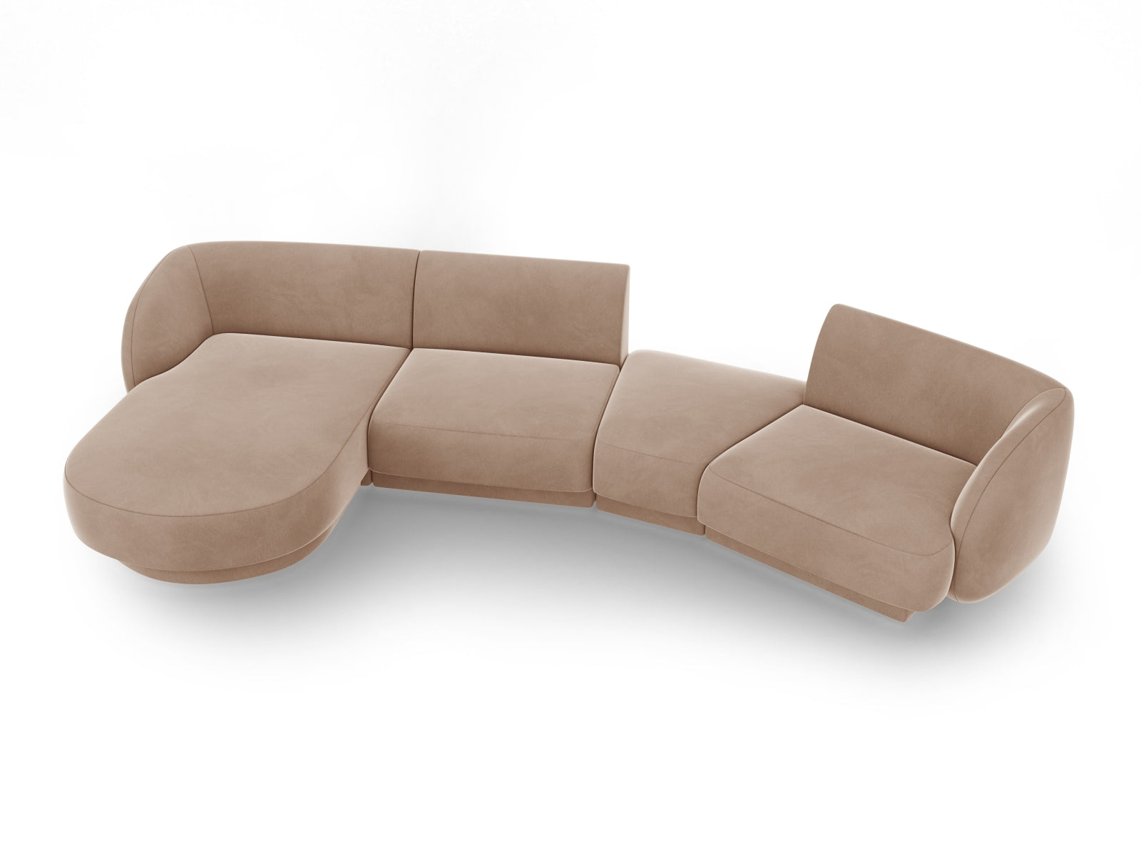 Miley Velour modulares Sofa links 4 Sitzer in Cappuccino präsentiert im Onlineshop von KAQTU Design AG. L-Sofa links ist von Micadoni