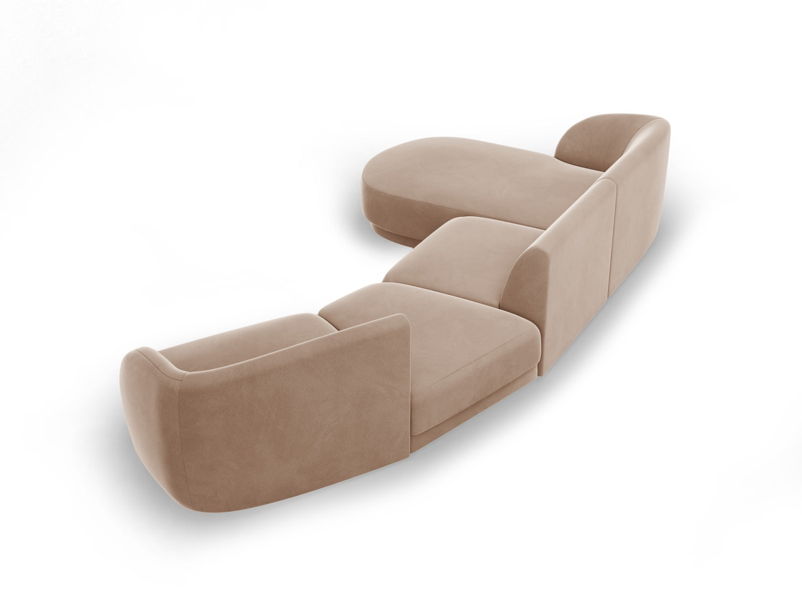 Miley Velour modulares Sofa links 4 Sitzer in Cappuccino präsentiert im Onlineshop von KAQTU Design AG. L-Sofa links ist von Micadoni