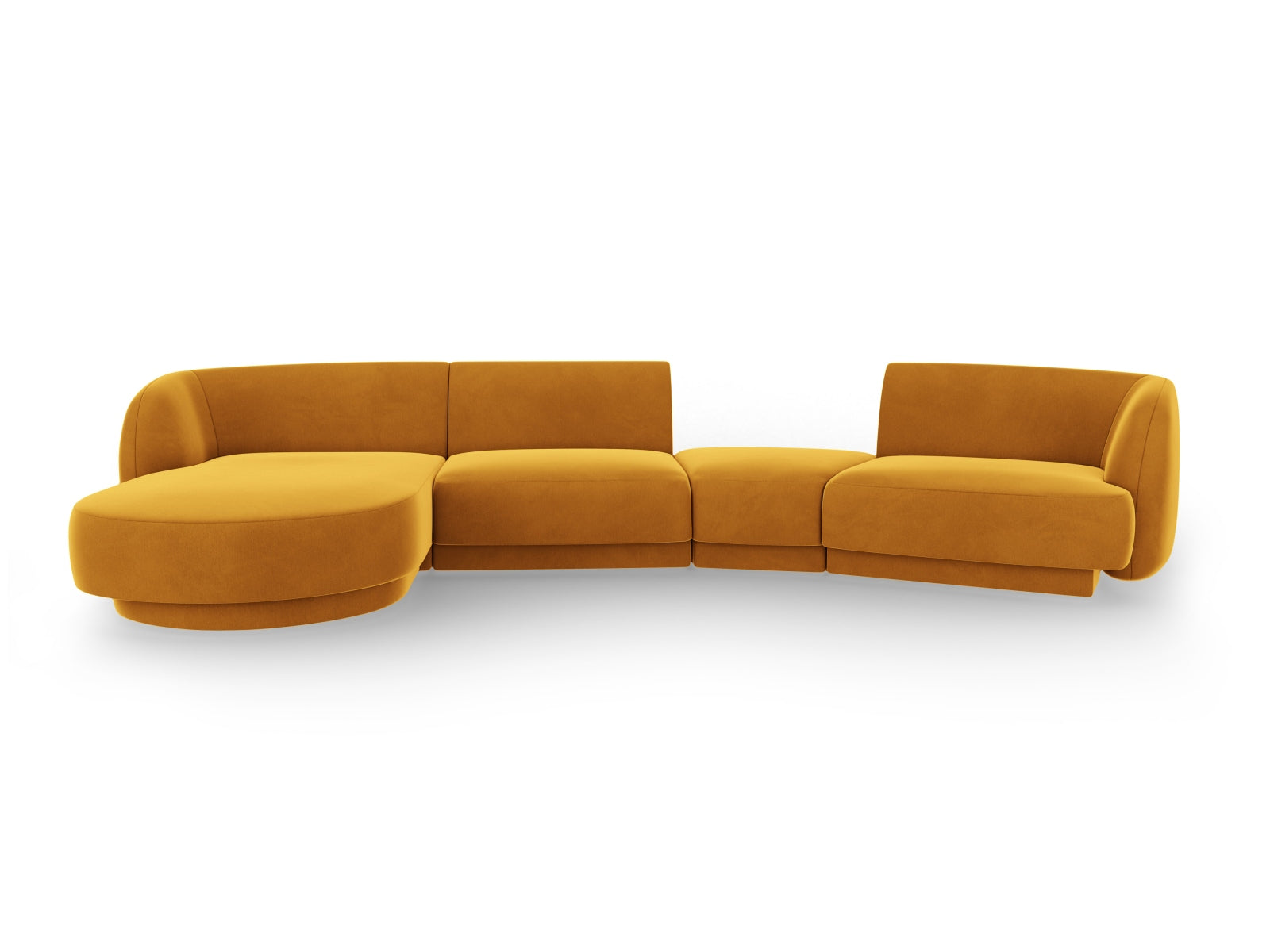 Miley Velour modulares Sofa links 4 Sitzer in Yellow präsentiert im Onlineshop von KAQTU Design AG. L-Sofa links ist von Micadoni