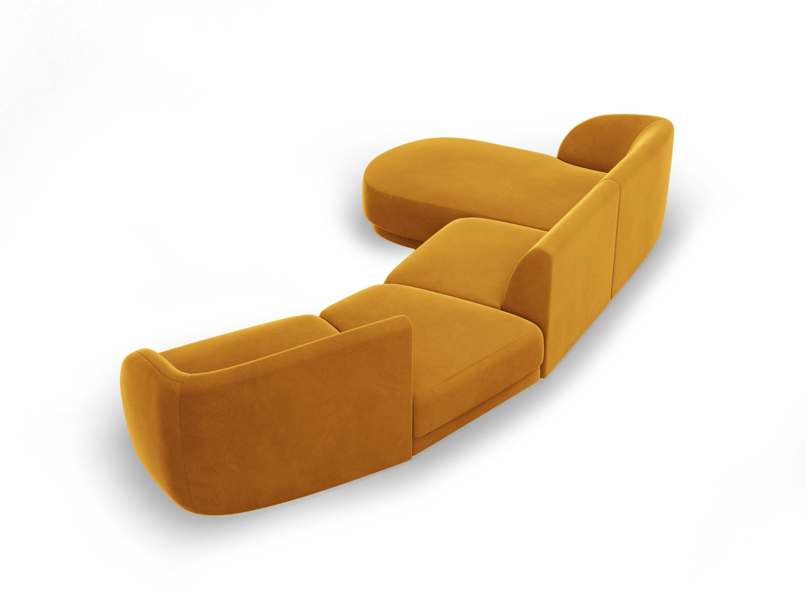 Miley Velour modulares Sofa links 4 Sitzer in Yellow präsentiert im Onlineshop von KAQTU Design AG. L-Sofa links ist von Micadoni