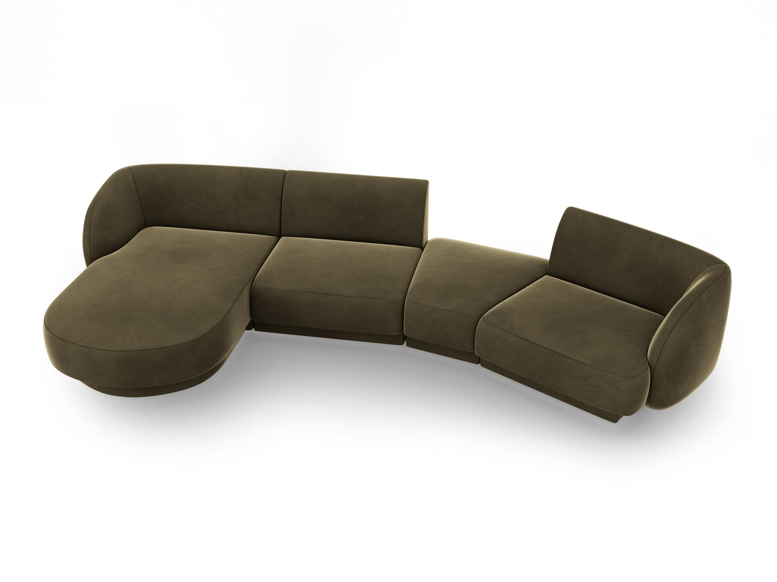 Miley Velour modulares Sofa links 4 Sitzer in Green präsentiert im Onlineshop von KAQTU Design AG. L-Sofa links ist von Micadoni