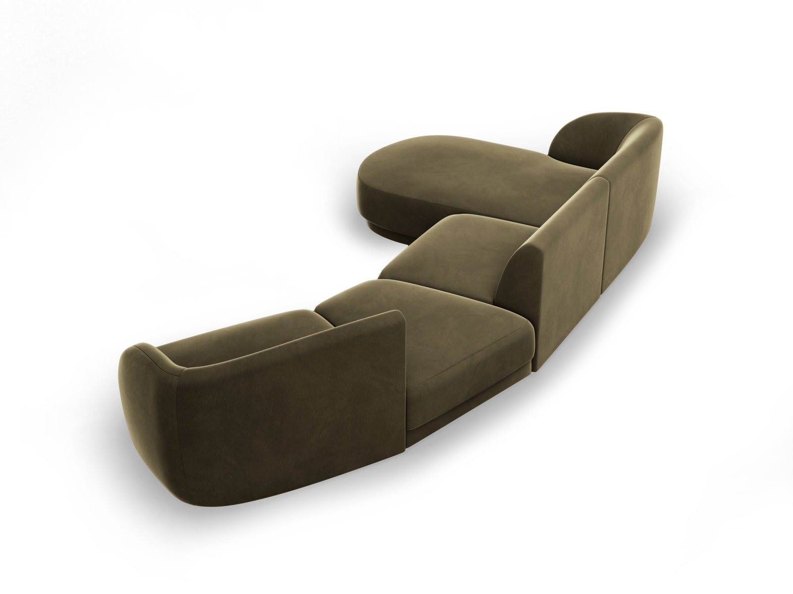 Miley Velour modulares Sofa links 4 Sitzer in Green präsentiert im Onlineshop von KAQTU Design AG. L-Sofa links ist von Micadoni