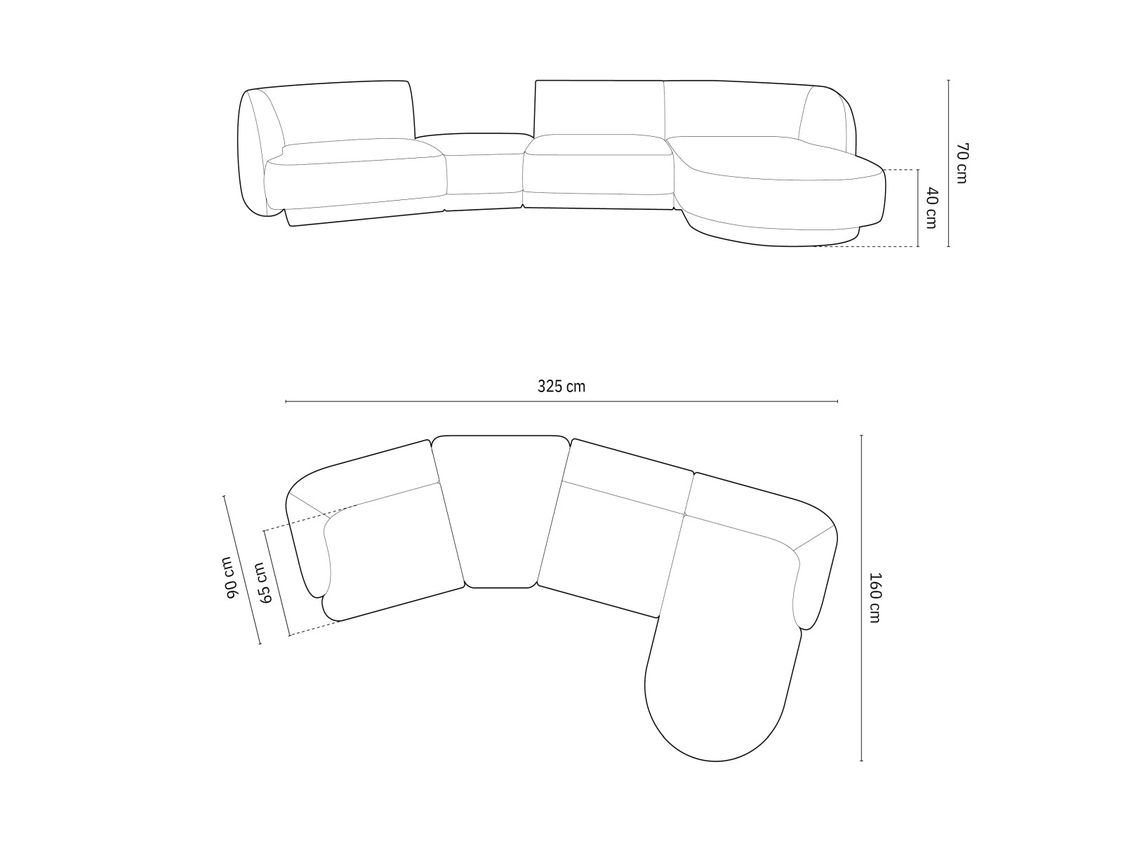 Miley Modulares Sofa rechts 4 Sitzer in Black präsentiert im Onlineshop von KAQTU Design AG. L-Sofa rechts ist von Micadoni