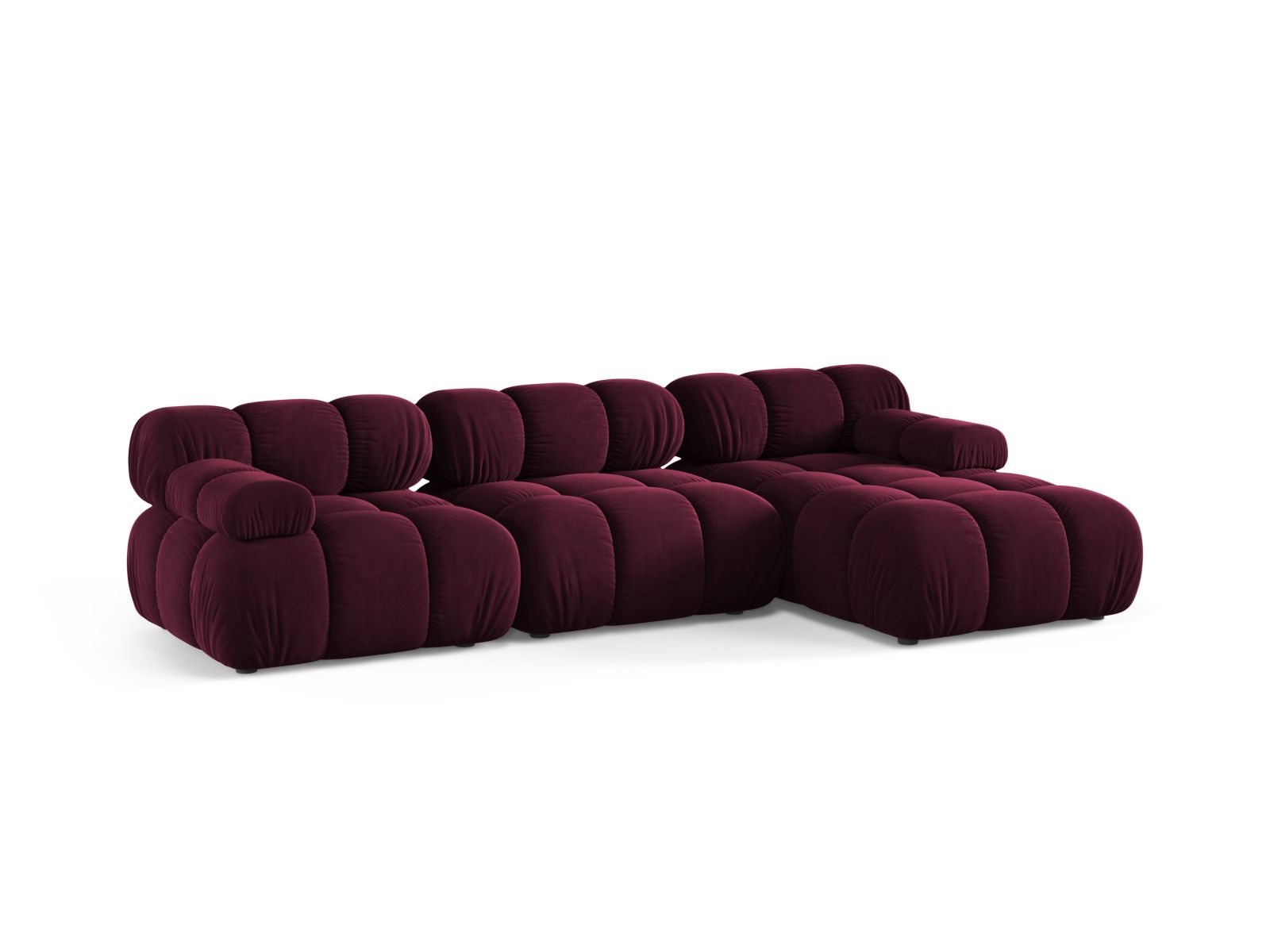 Elegantes 4-Sitzer Ecksofa rechts Bellis in Burgundy-Venus, ideal für stilvolle Wohnräume, erhältlich bei KAQTU Design AG.