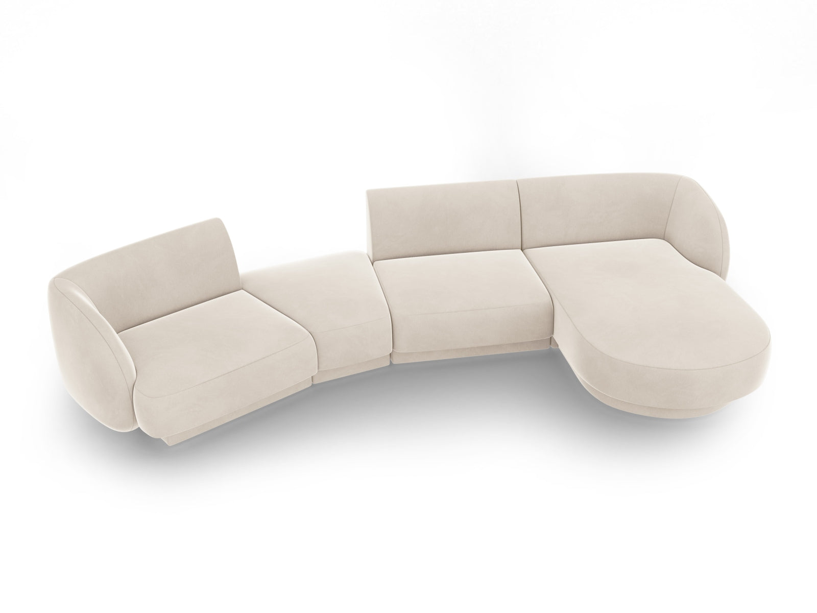 Miley Velour modulares Sofa rechts 4 Sitzer in Light Beige präsentiert im Onlineshop von KAQTU Design AG. L-Sofa rechts ist von Micadoni