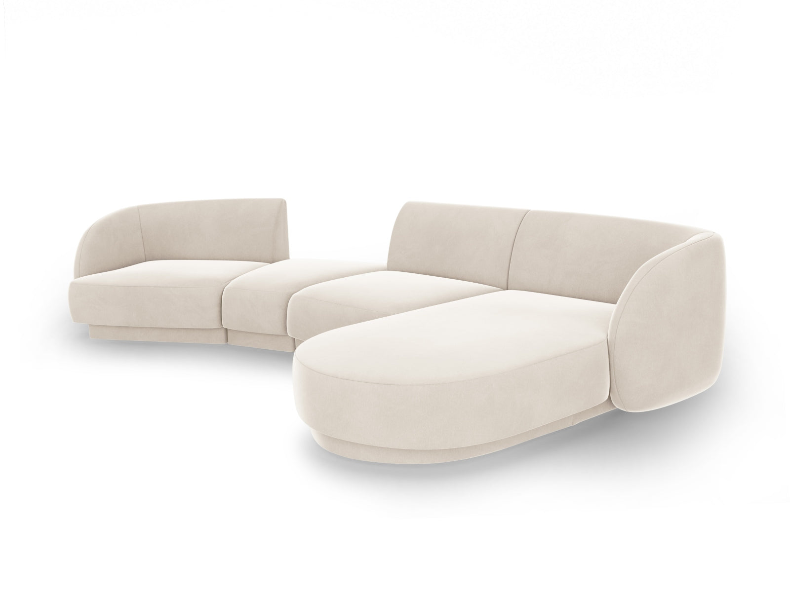Miley Velour modulares Sofa rechts 4 Sitzer in Light Beige präsentiert im Onlineshop von KAQTU Design AG. L-Sofa rechts ist von Micadoni