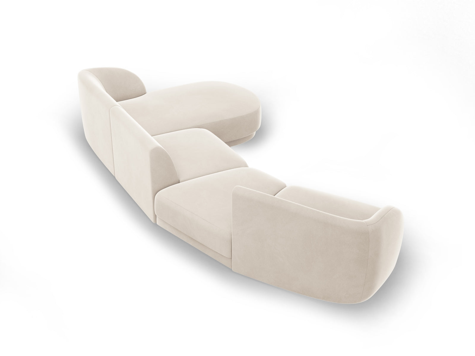 Miley Velour modulares Sofa rechts 4 Sitzer in Light Beige präsentiert im Onlineshop von KAQTU Design AG. L-Sofa rechts ist von Micadoni