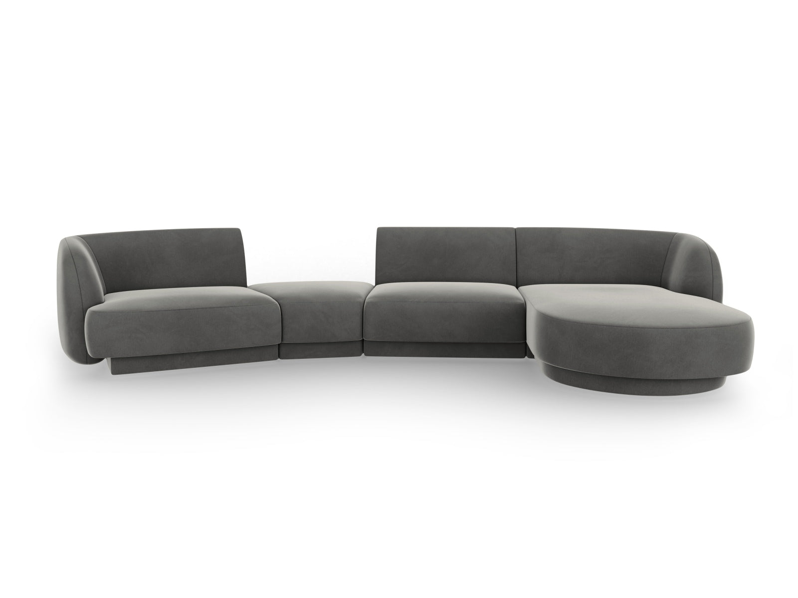 Miley Velour modulares Sofa rechts 4 Sitzer in Light Grey präsentiert im Onlineshop von KAQTU Design AG. L-Sofa rechts ist von Micadoni