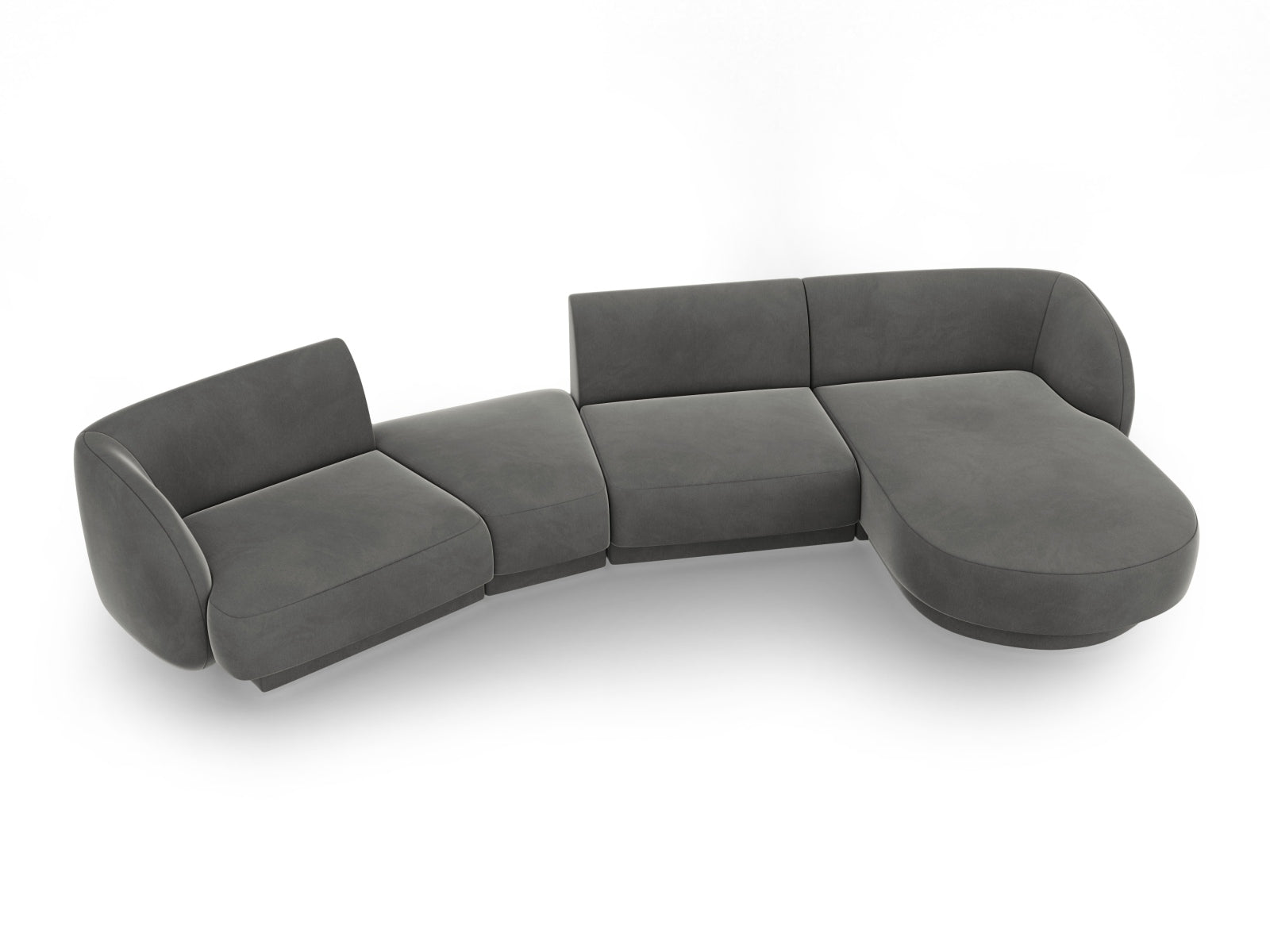 Miley Velour modulares Sofa rechts 4 Sitzer in Light Grey präsentiert im Onlineshop von KAQTU Design AG. L-Sofa rechts ist von Micadoni