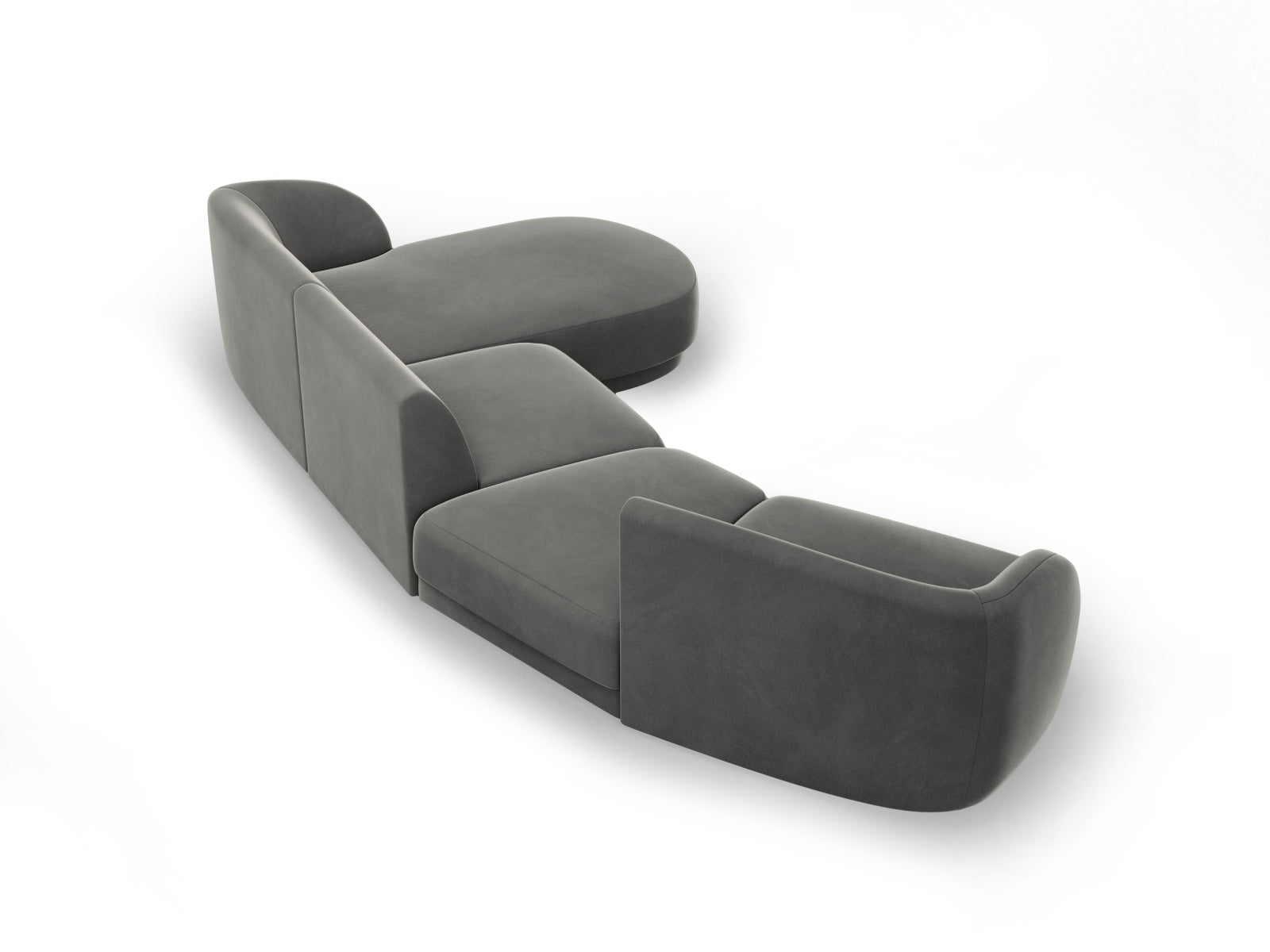 Miley Velour modulares Sofa rechts 4 Sitzer in Light Grey präsentiert im Onlineshop von KAQTU Design AG. L-Sofa rechts ist von Micadoni