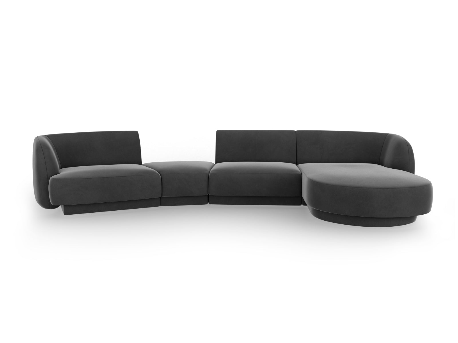 Miley Velour modulares Sofa rechts 4 Sitzer in Grey präsentiert im Onlineshop von KAQTU Design AG. L-Sofa rechts ist von Micadoni