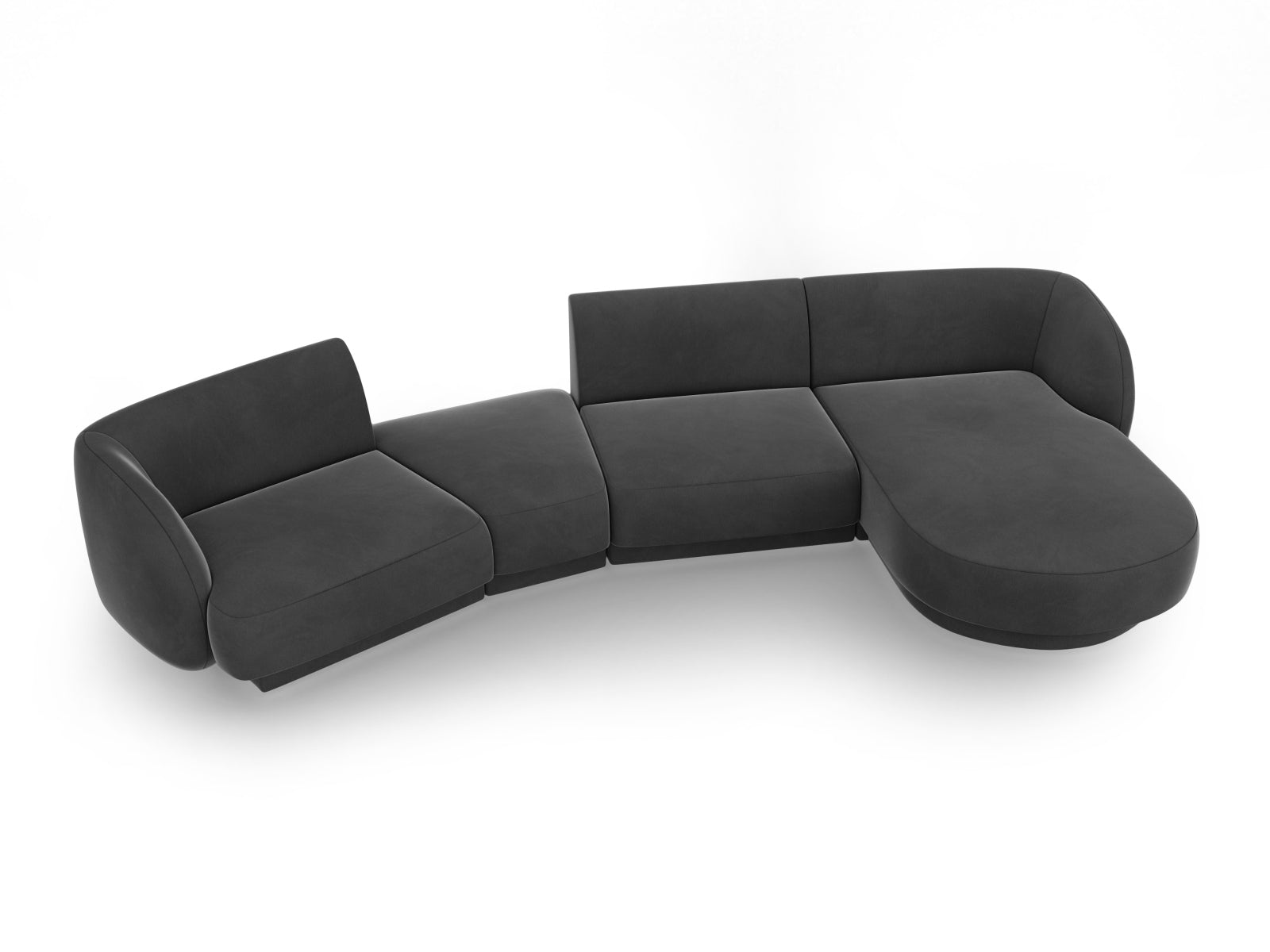 Miley Velour modulares Sofa rechts 4 Sitzer in Grey präsentiert im Onlineshop von KAQTU Design AG. L-Sofa rechts ist von Micadoni