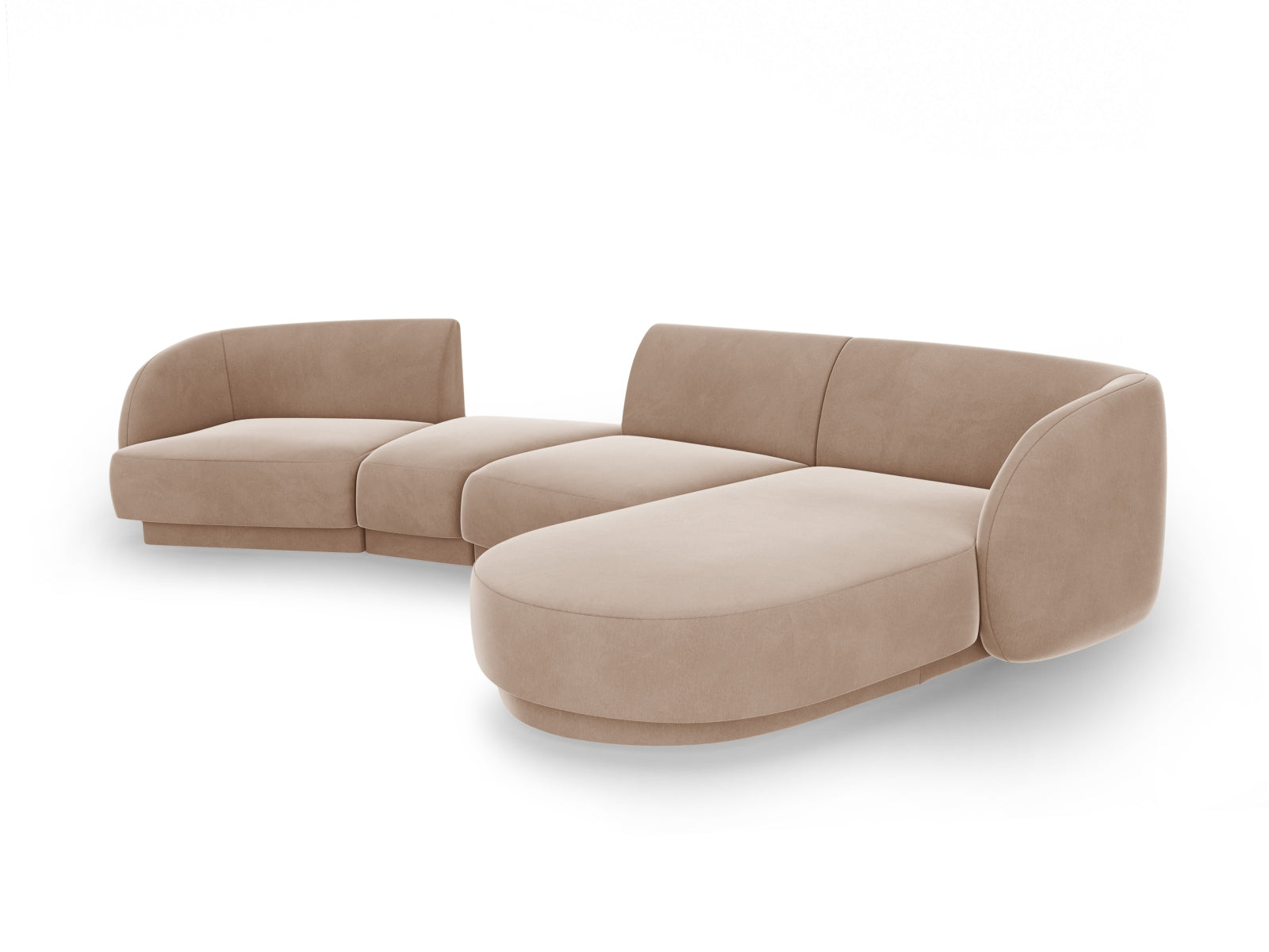 Miley Velour modulares Sofa rechts 4 Sitzer in Cappuccino präsentiert im Onlineshop von KAQTU Design AG. L-Sofa rechts ist von Micadoni