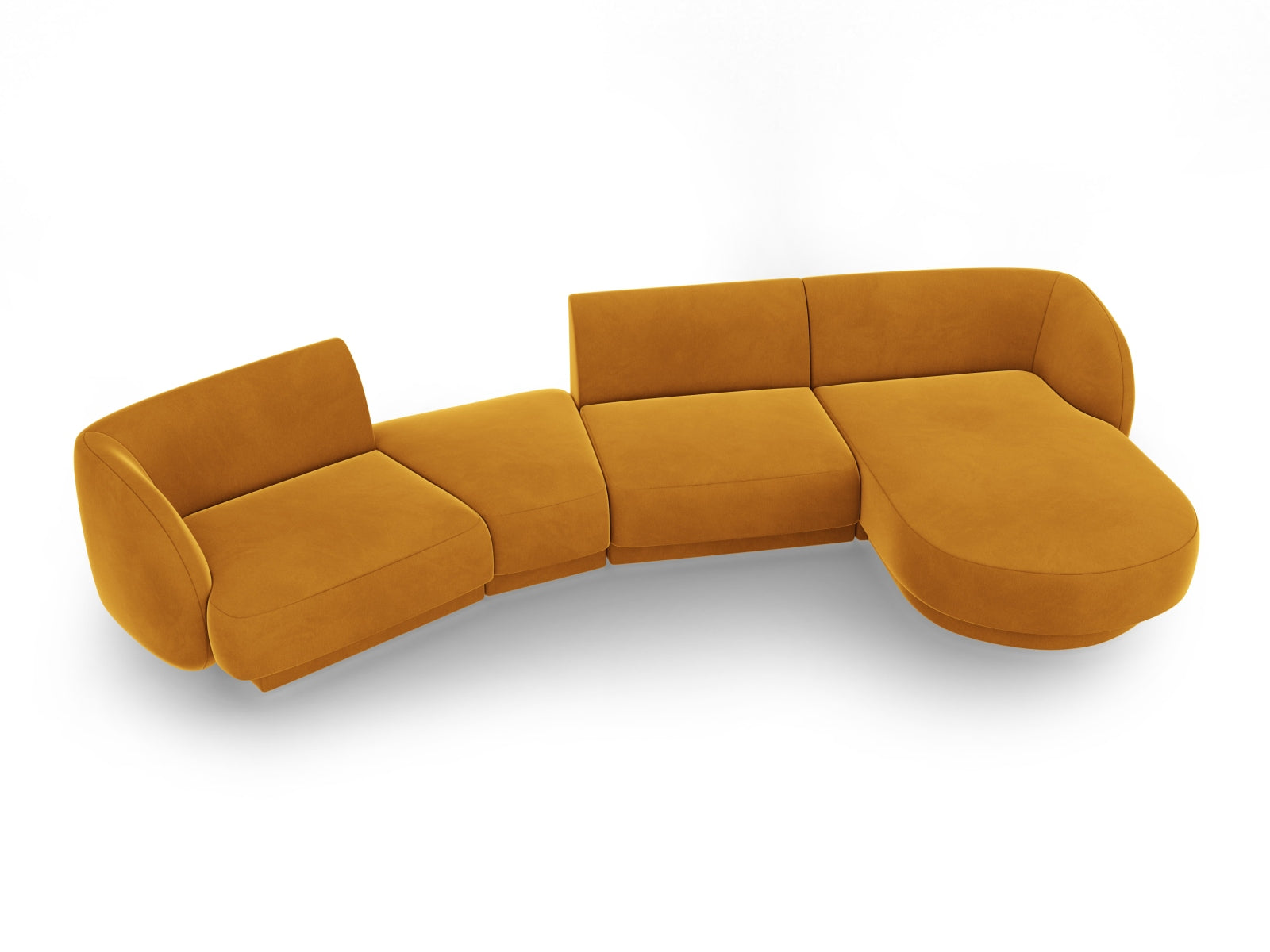 Miley Velour modulares Sofa rechts 4 Sitzer in Yellow präsentiert im Onlineshop von KAQTU Design AG. L-Sofa rechts ist von Micadoni