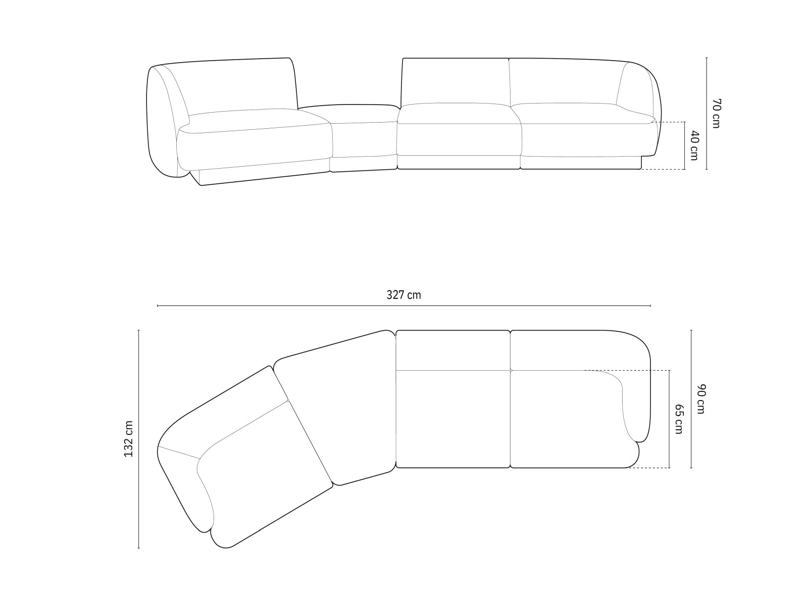 Miley Modulares Sofa links 4 Sitzer in Light Beige präsentiert im Onlineshop von KAQTU Design AG. L-Sofa links ist von Micadoni