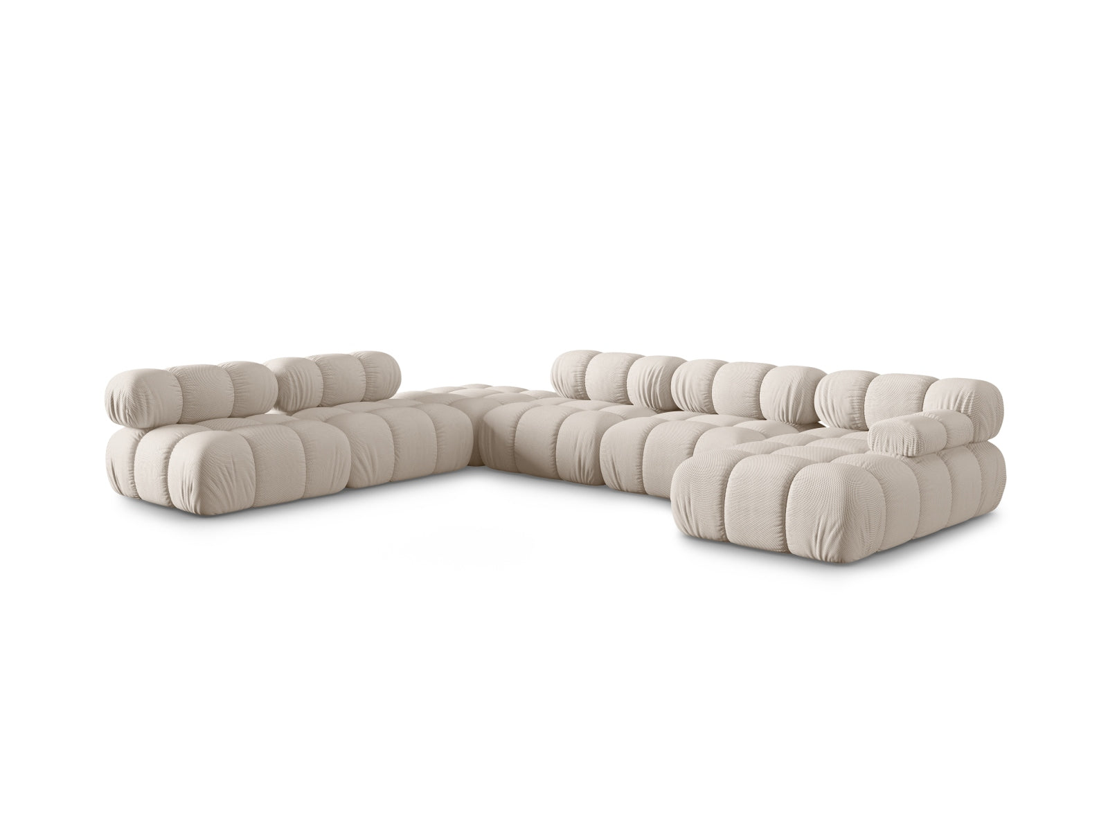 Stylisches Bellis Ecksofa in Light Beige, 7-Sitzer, 282 cm, modulares Design für gemütliche Wohnräume, präsentiert von KAQTU.