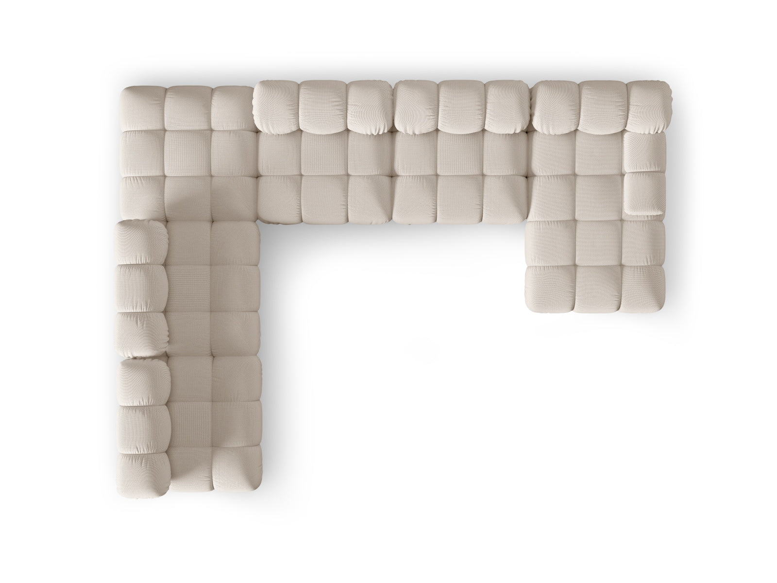 Stylisches, modulares Ecksofa Bellis in elegantem Beige, 7-Sitzer mit 282 cm, ideal für entspannte Stunden im modernen Zuhause.