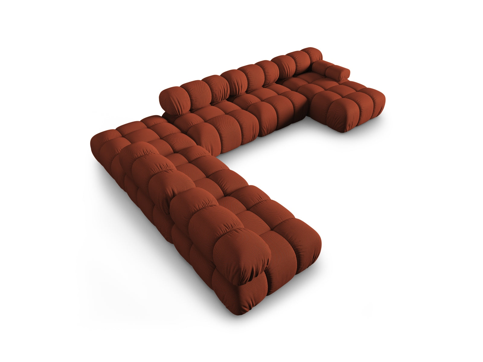Elegantes modulares Ecksofa Bellis links, 7 Sitzer, 282 cm, in Brick-Sonic, perfekt für stilvolle Wohnzimmergestaltung.