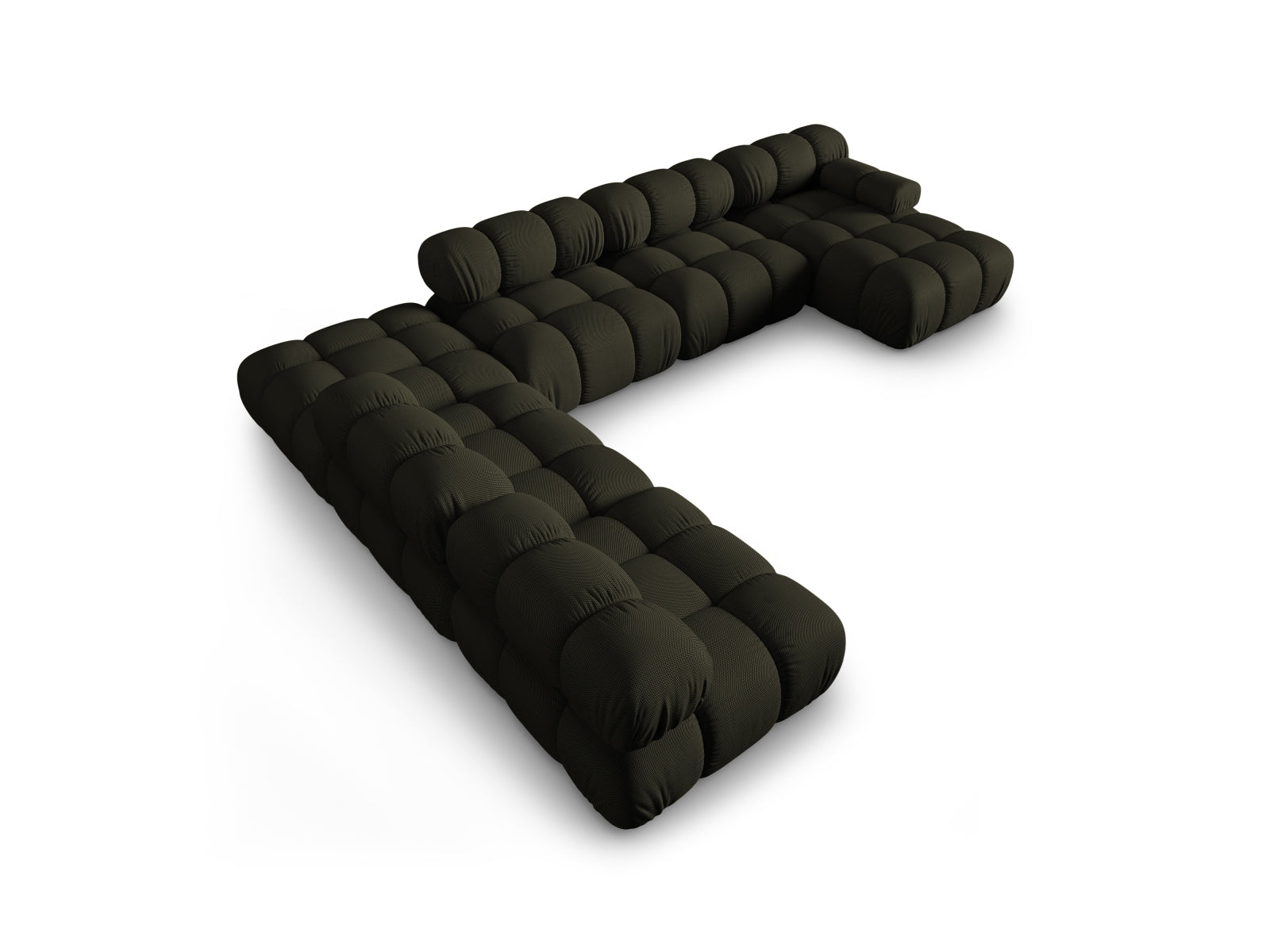 Modulares Bellis Ecksofa in Amazon Green-Sonic, 7 Sitzer, 282 cm, perfekt für moderne Wohnkonzepte und gemütliche Entspannung.
