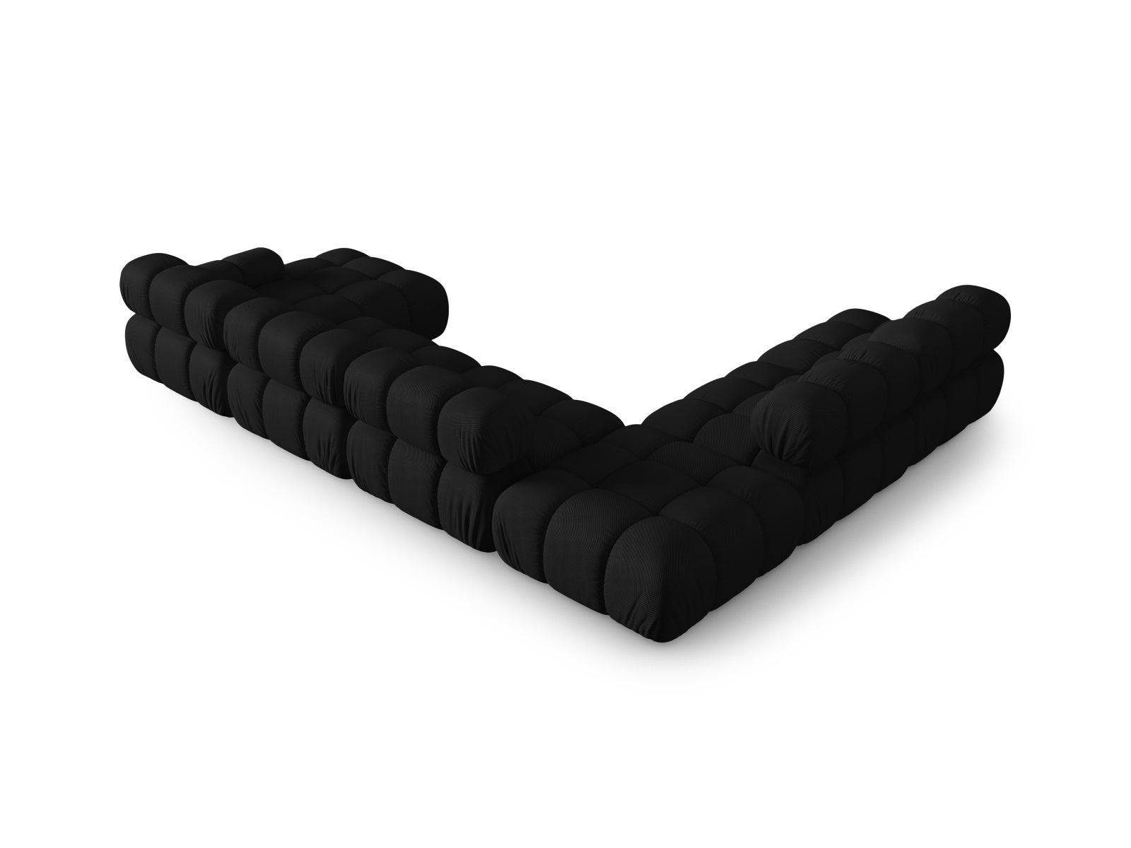 Elegantes Bellis Ecksofa in Schwarz, 7-Sitzer, 282 cm, perfekt für großzügige Wohnräume und stilvolle Einrichtung von Micadoni.