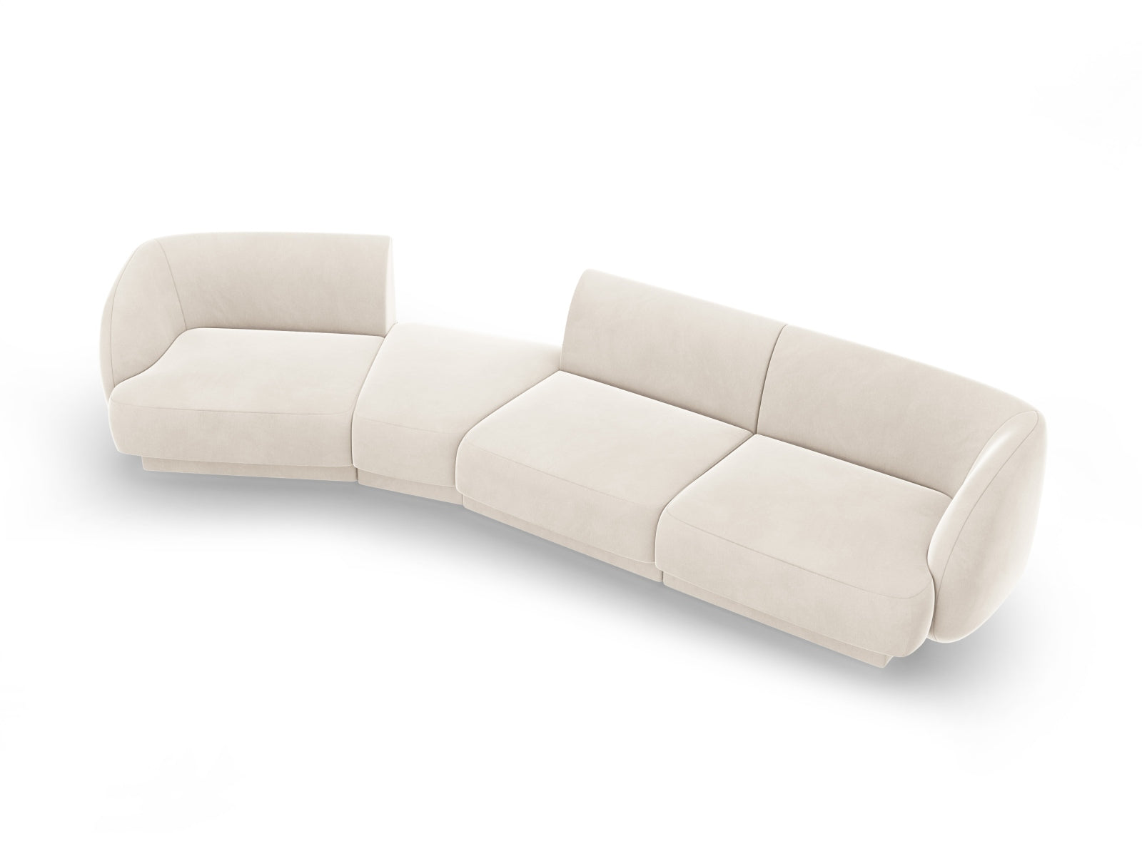 Miley Velour modulares Sofa links 4 Sitzer in Light Beige präsentiert im Onlineshop von KAQTU Design AG. L-Sofa links ist von Micadoni
