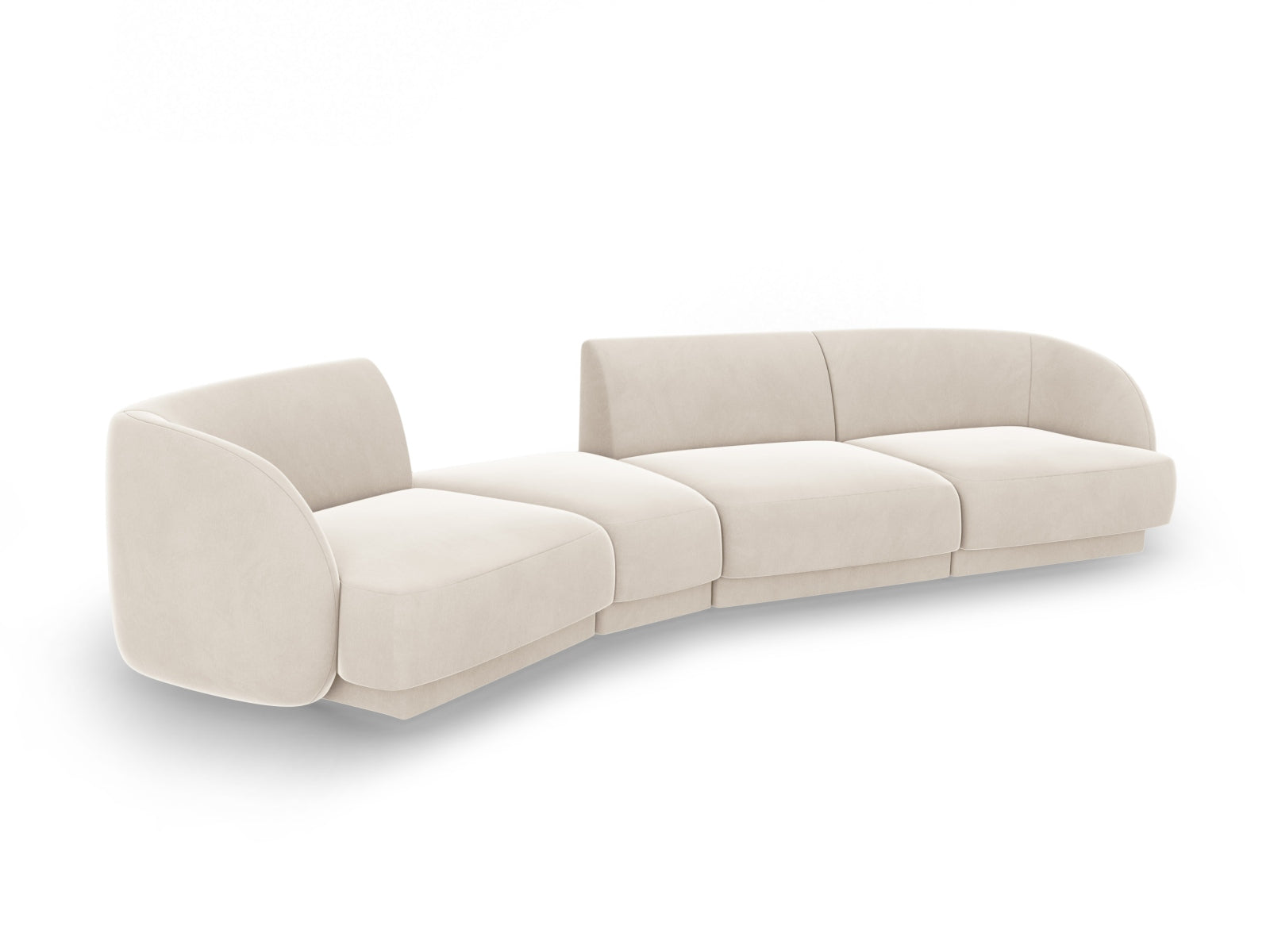 Miley Velour modulares Sofa links 4 Sitzer in Light Beige präsentiert im Onlineshop von KAQTU Design AG. L-Sofa links ist von Micadoni