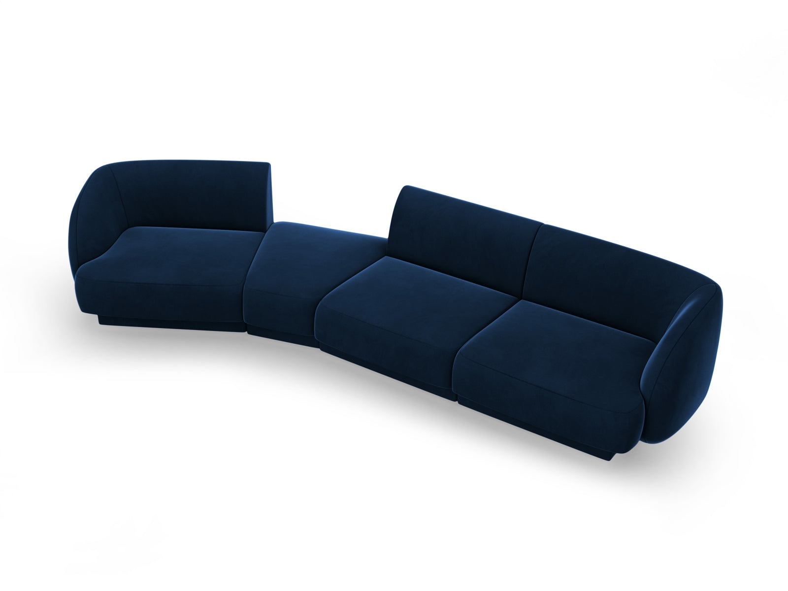 Miley Velour modulares Sofa links 4 Sitzer in Royal Blue präsentiert im Onlineshop von KAQTU Design AG. L-Sofa links ist von Micadoni
