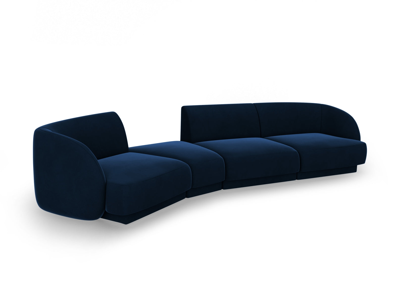 Miley Velour modulares Sofa links 4 Sitzer in Royal Blue präsentiert im Onlineshop von KAQTU Design AG. L-Sofa links ist von Micadoni