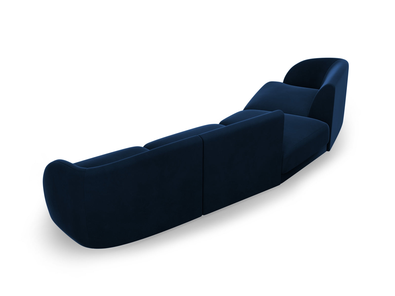 Miley Velour modulares Sofa links 4 Sitzer in Royal Blue präsentiert im Onlineshop von KAQTU Design AG. L-Sofa links ist von Micadoni