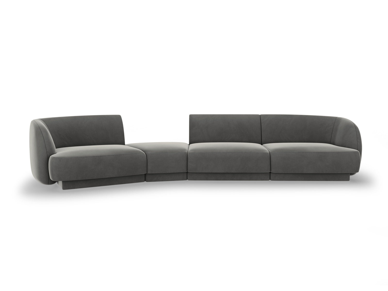 Miley Velour modulares Sofa links 4 Sitzer in Light Grey präsentiert im Onlineshop von KAQTU Design AG. L-Sofa links ist von Micadoni