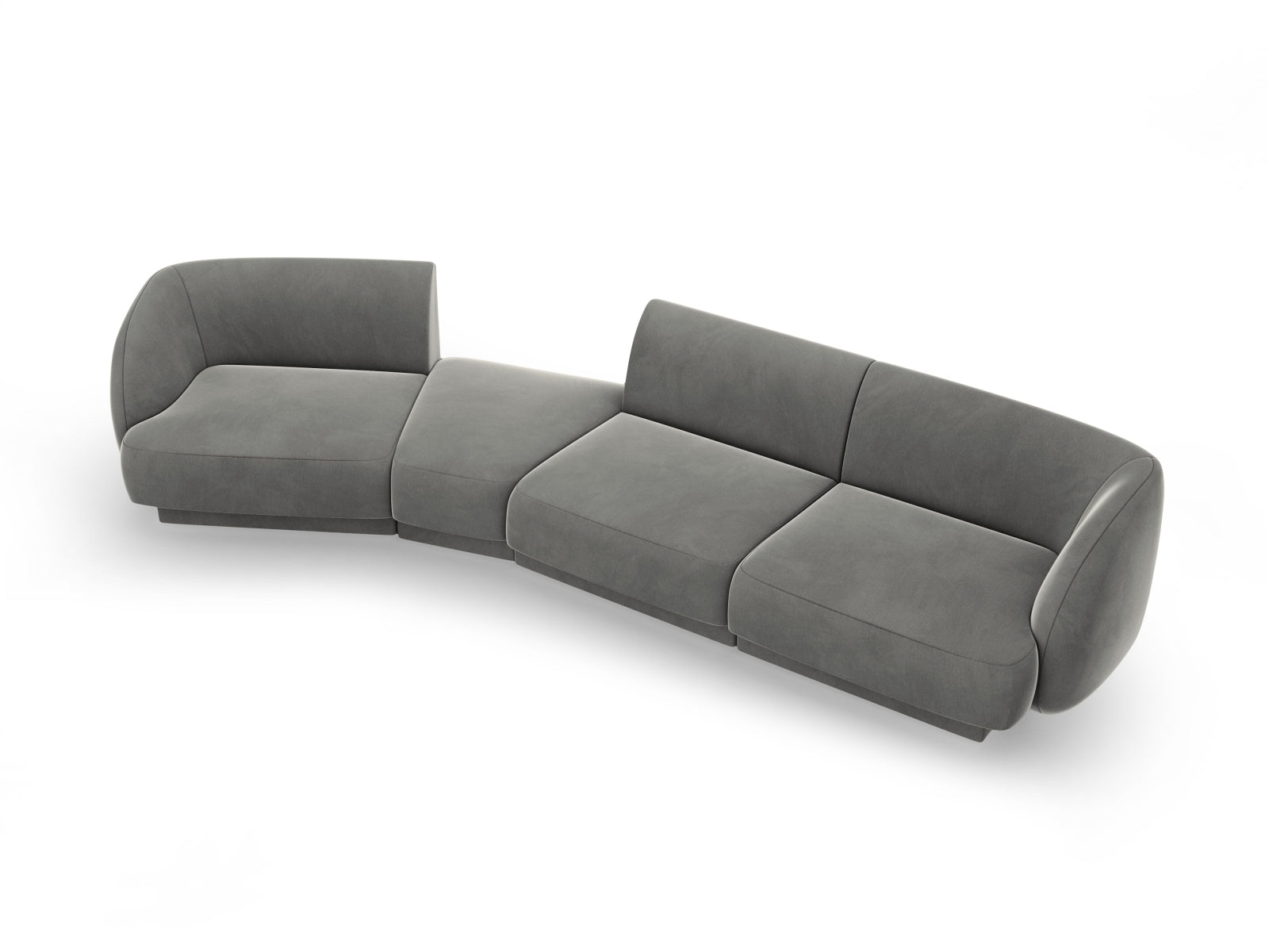 Miley Velour modulares Sofa links 4 Sitzer in Light Grey präsentiert im Onlineshop von KAQTU Design AG. L-Sofa links ist von Micadoni