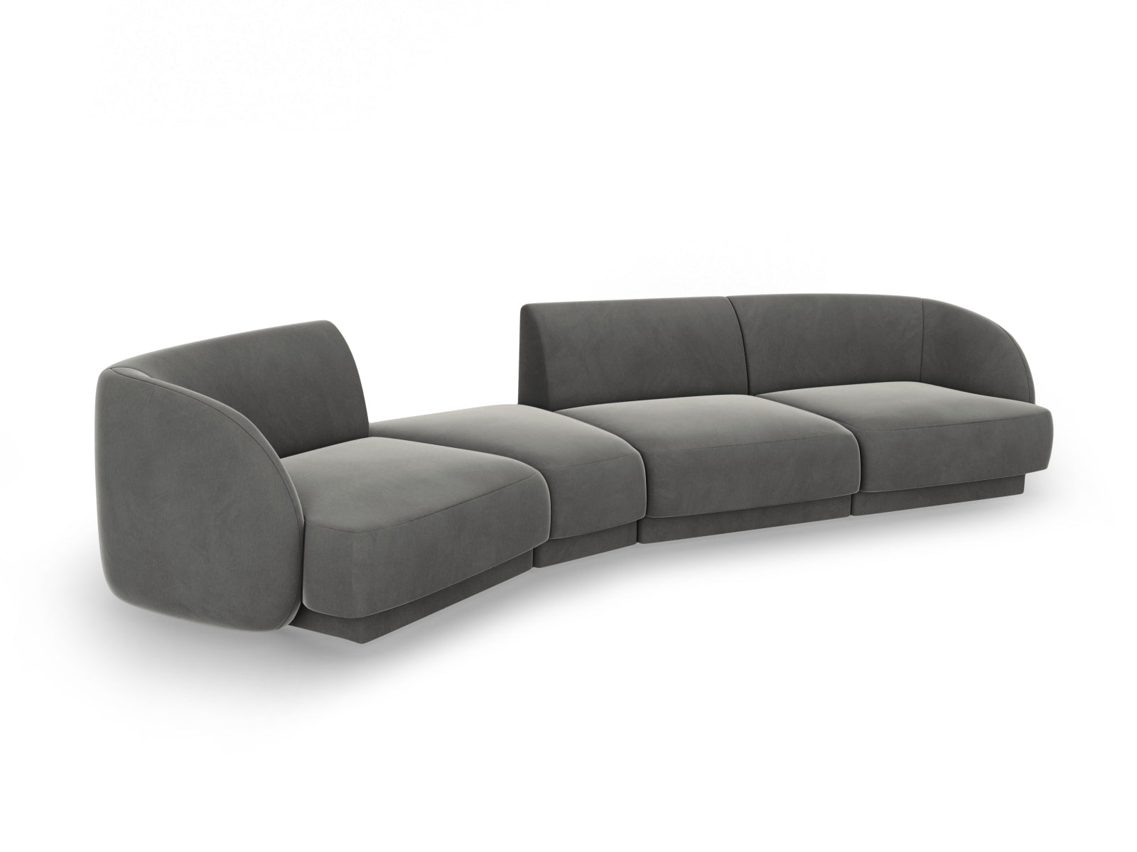 Miley Velour modulares Sofa links 4 Sitzer in Light Grey präsentiert im Onlineshop von KAQTU Design AG. L-Sofa links ist von Micadoni