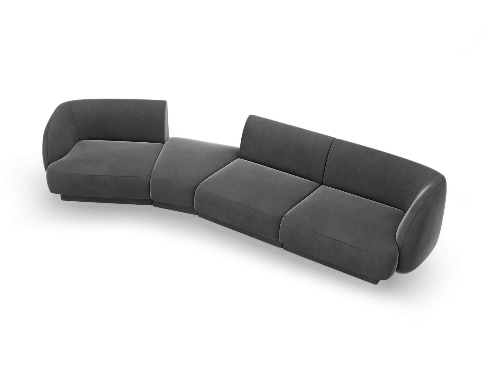 Miley Velour modulares Sofa links 4 Sitzer in Grey präsentiert im Onlineshop von KAQTU Design AG. L-Sofa links ist von Micadoni