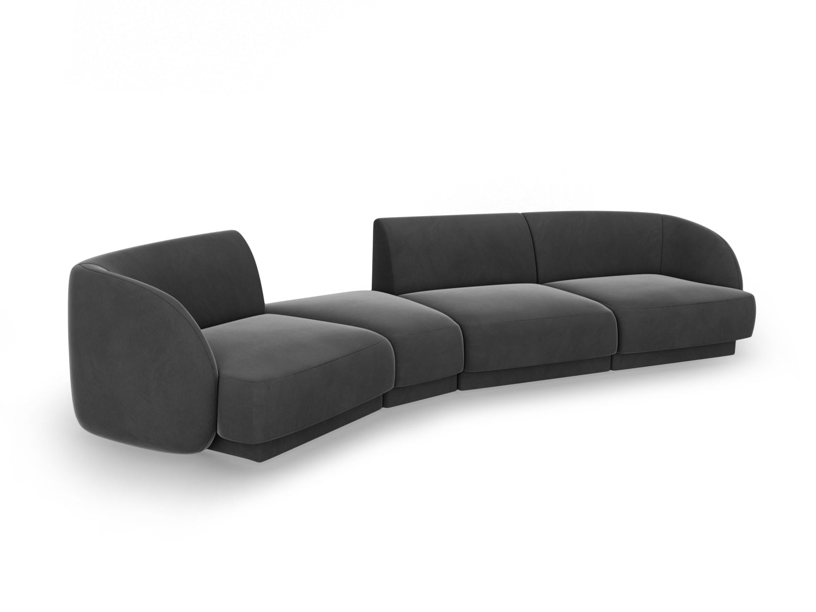 Miley Velour modulares Sofa links 4 Sitzer in Grey präsentiert im Onlineshop von KAQTU Design AG. L-Sofa links ist von Micadoni