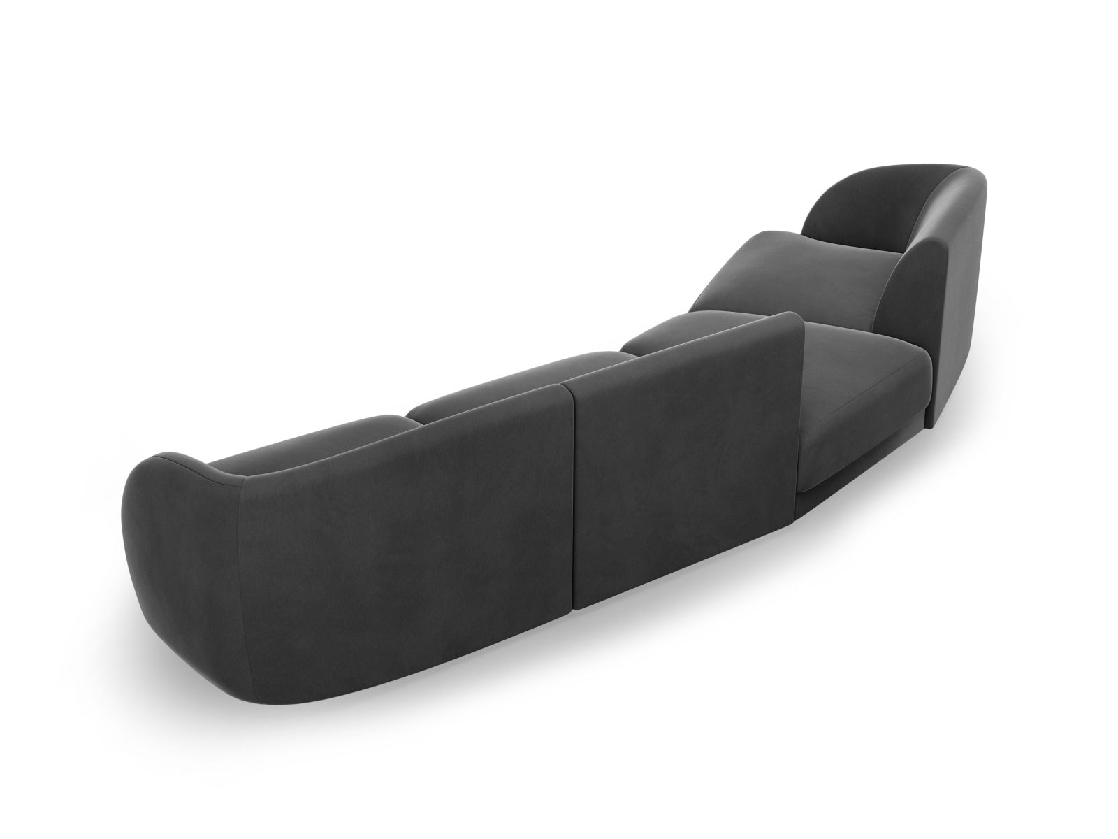 Miley Velour modulares Sofa links 4 Sitzer in Grey präsentiert im Onlineshop von KAQTU Design AG. L-Sofa links ist von Micadoni