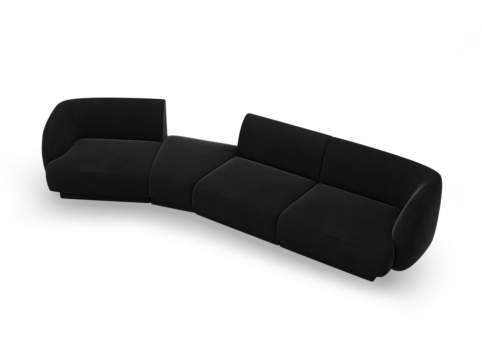 Miley Velour modulares Sofa links 4 Sitzer in Black präsentiert im Onlineshop von KAQTU Design AG. L-Sofa links ist von Micadoni