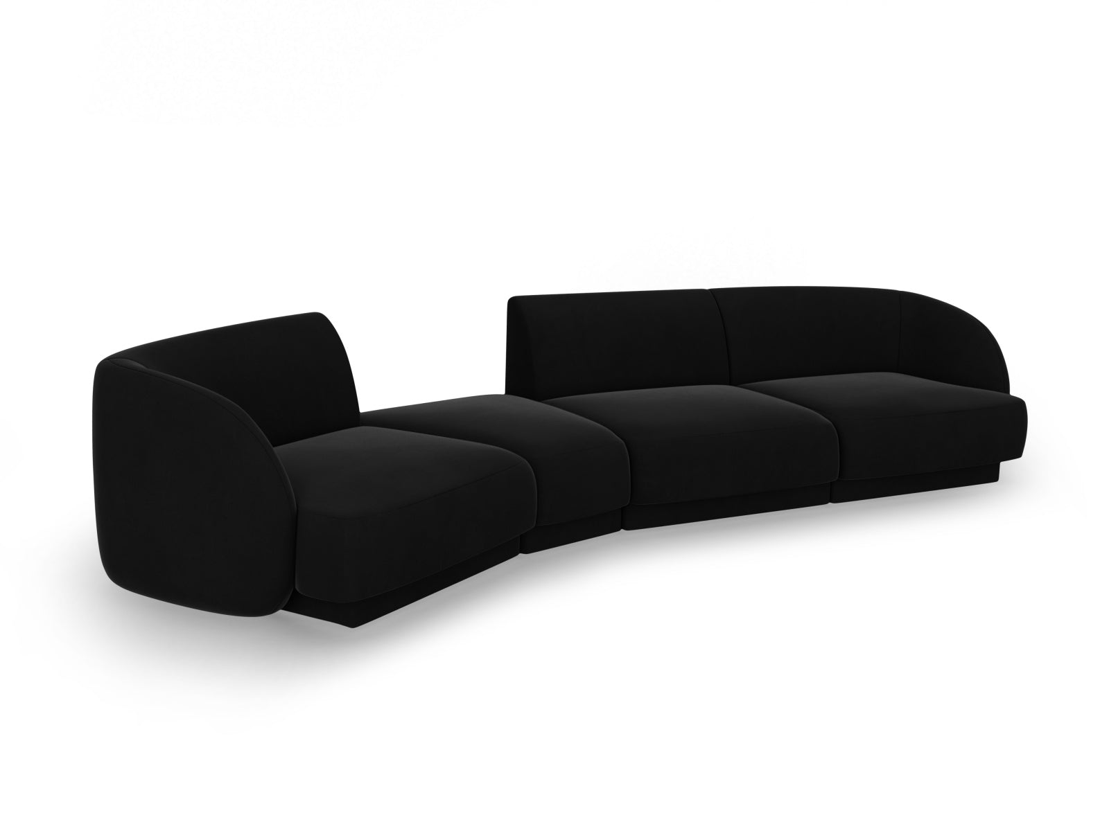Miley Velour modulares Sofa links 4 Sitzer in Black präsentiert im Onlineshop von KAQTU Design AG. L-Sofa links ist von Micadoni