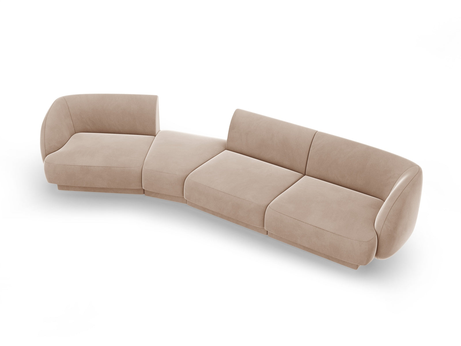 Miley Velour modulares Sofa links 4 Sitzer in Cappuccino präsentiert im Onlineshop von KAQTU Design AG. L-Sofa links ist von Micadoni