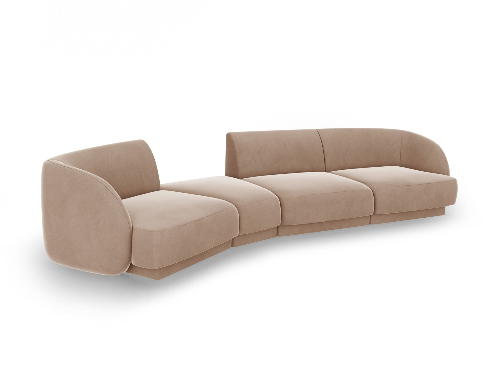 Miley Velour modulares Sofa links 4 Sitzer in Cappuccino präsentiert im Onlineshop von KAQTU Design AG. L-Sofa links ist von Micadoni