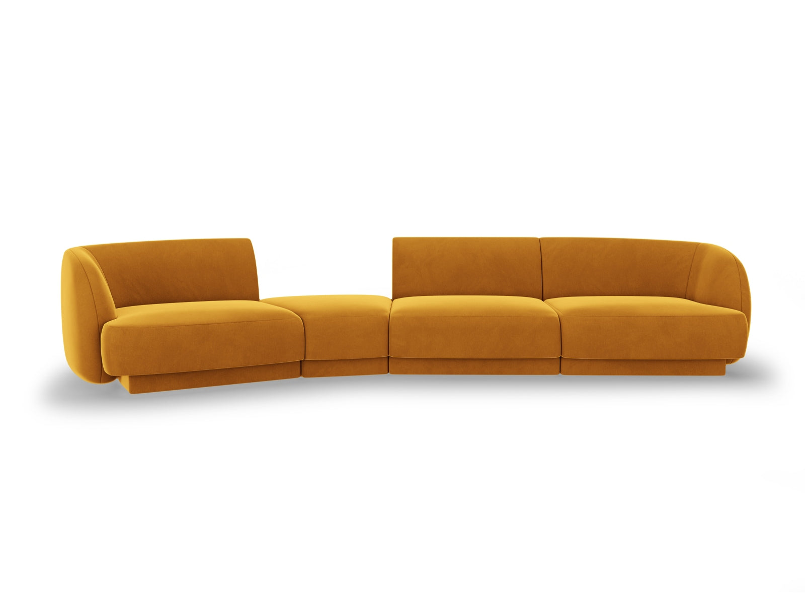 Miley Velour modulares Sofa links 4 Sitzer in Yellow präsentiert im Onlineshop von KAQTU Design AG. L-Sofa links ist von Micadoni