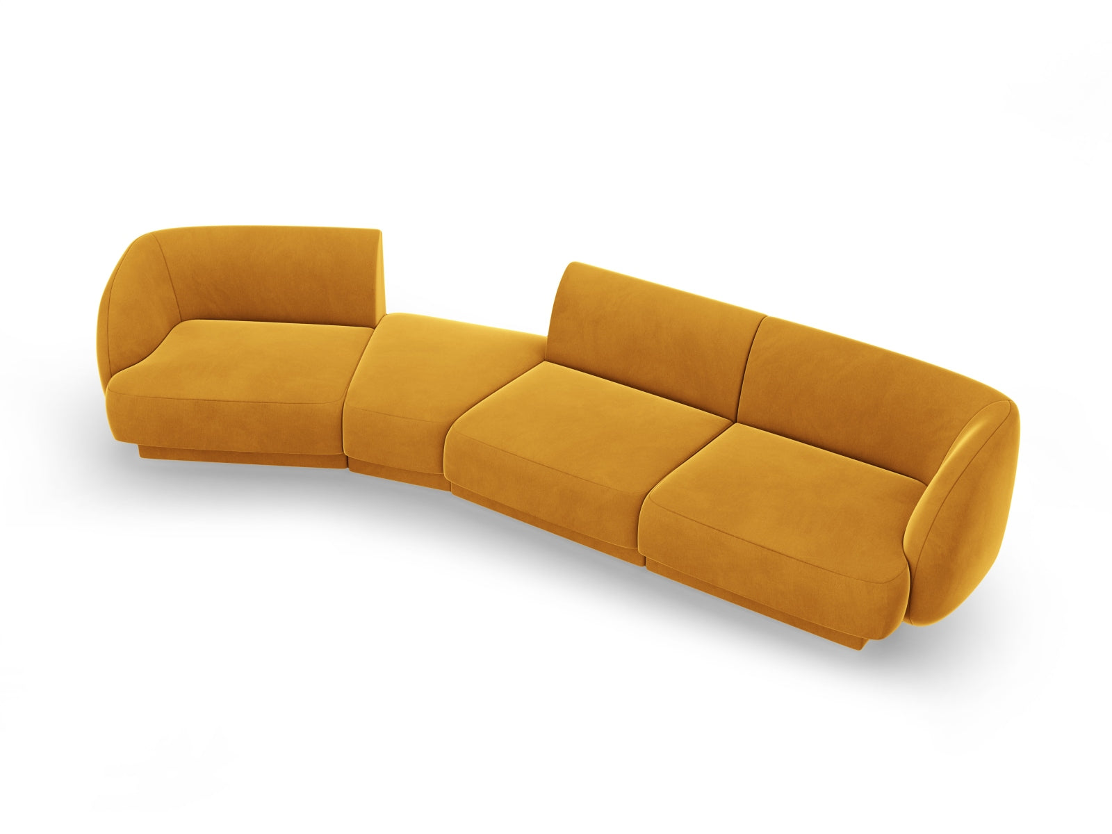 Miley Velour modulares Sofa links 4 Sitzer in Yellow präsentiert im Onlineshop von KAQTU Design AG. L-Sofa links ist von Micadoni