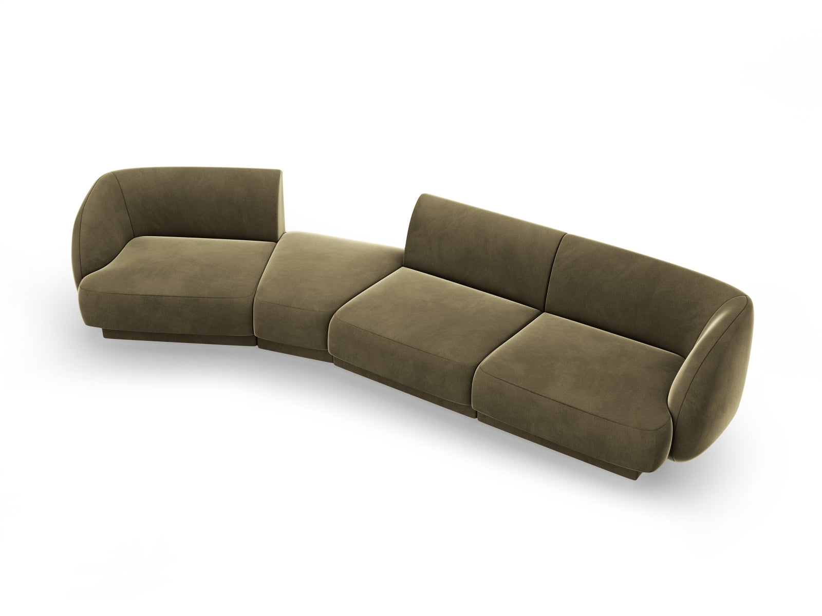 Miley Velour modulares Sofa links 4 Sitzer in Green präsentiert im Onlineshop von KAQTU Design AG. L-Sofa links ist von Micadoni